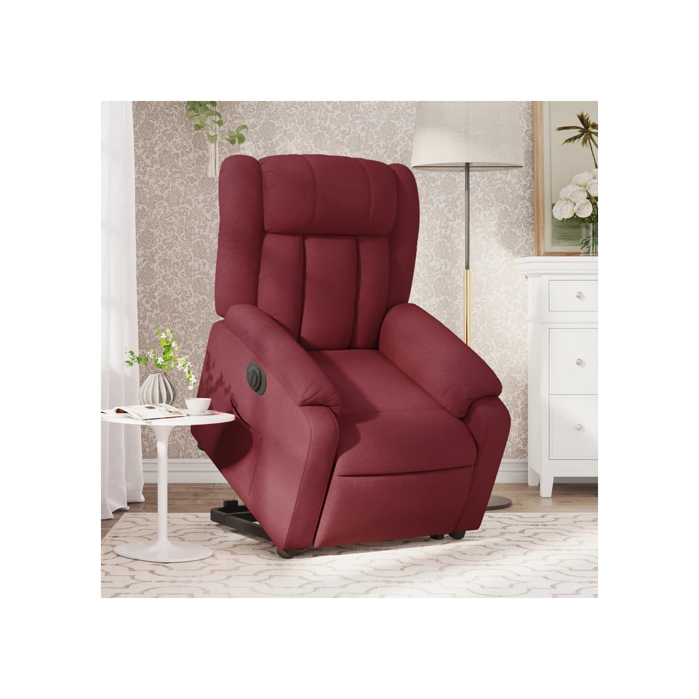 Fauteuil inclinable électrique rouge bordeaux tissu
