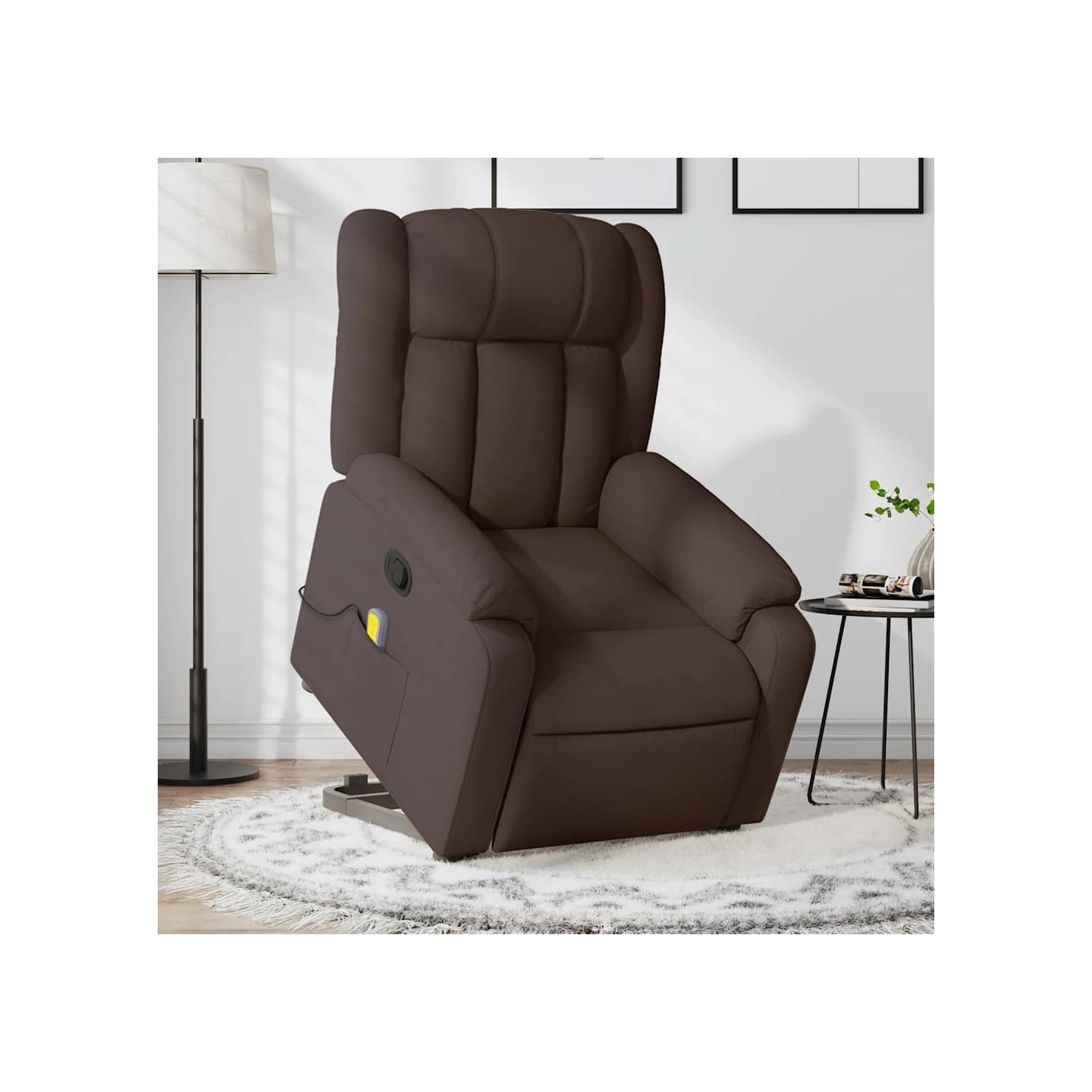 Fauteuil inclinable de massage Marron foncé Tissu