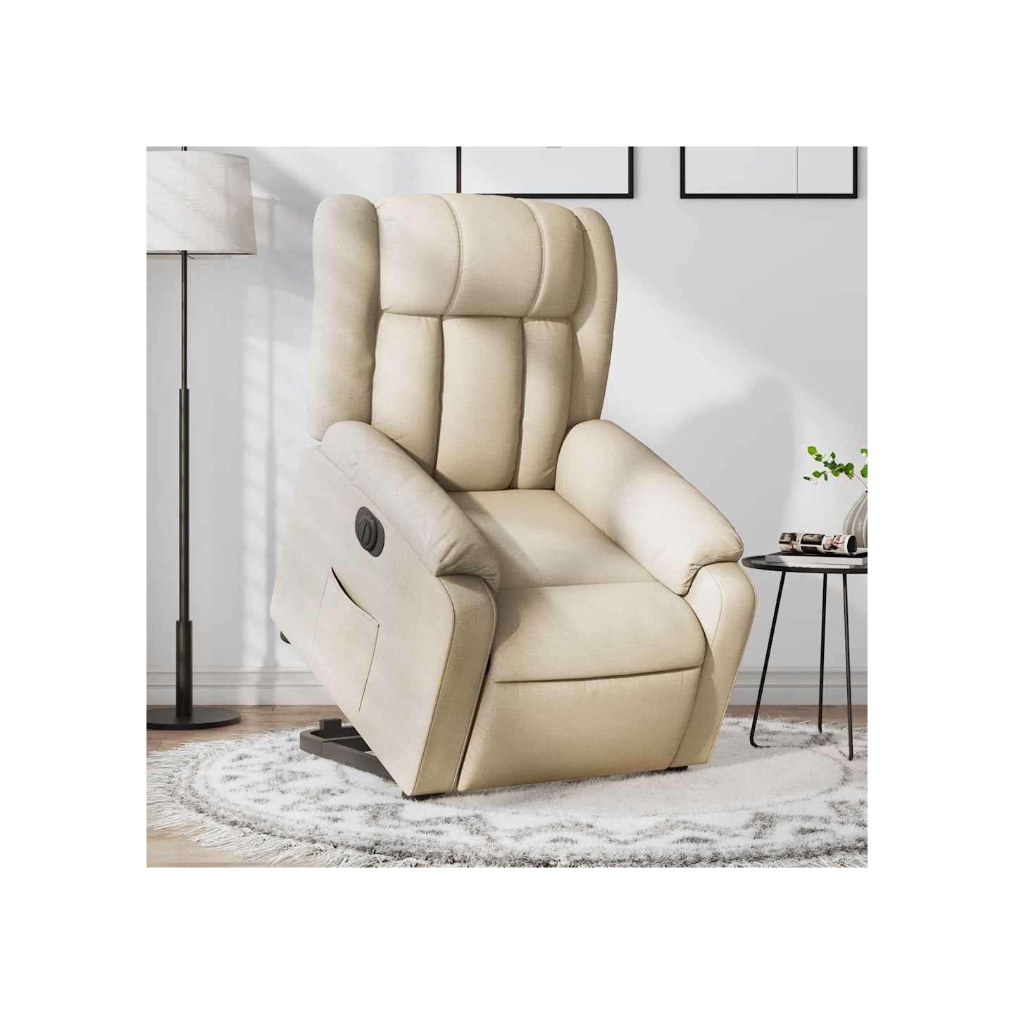 Fauteuil inclinable électrique crème tissu
