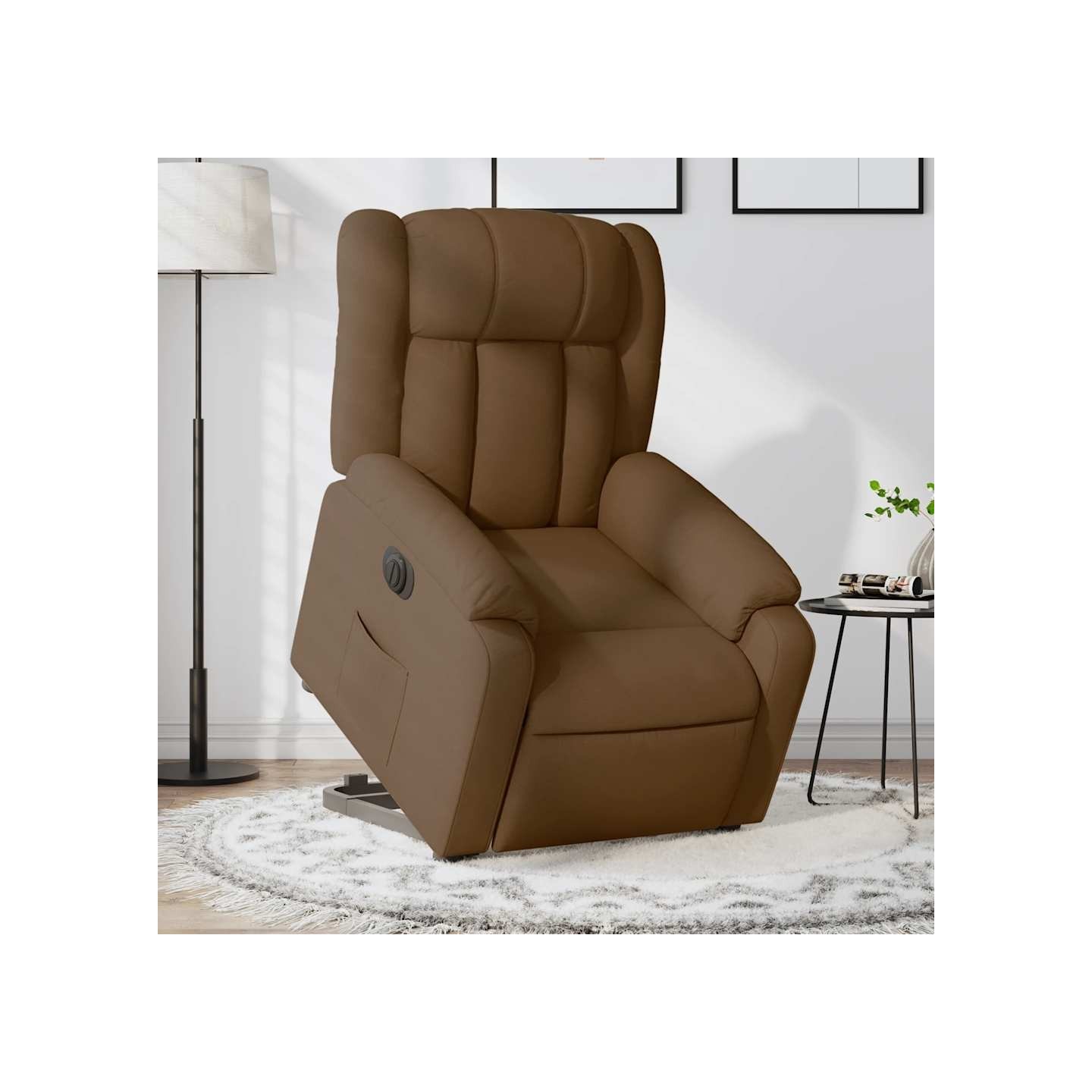 Fauteuil inclinable électrique marron tissu