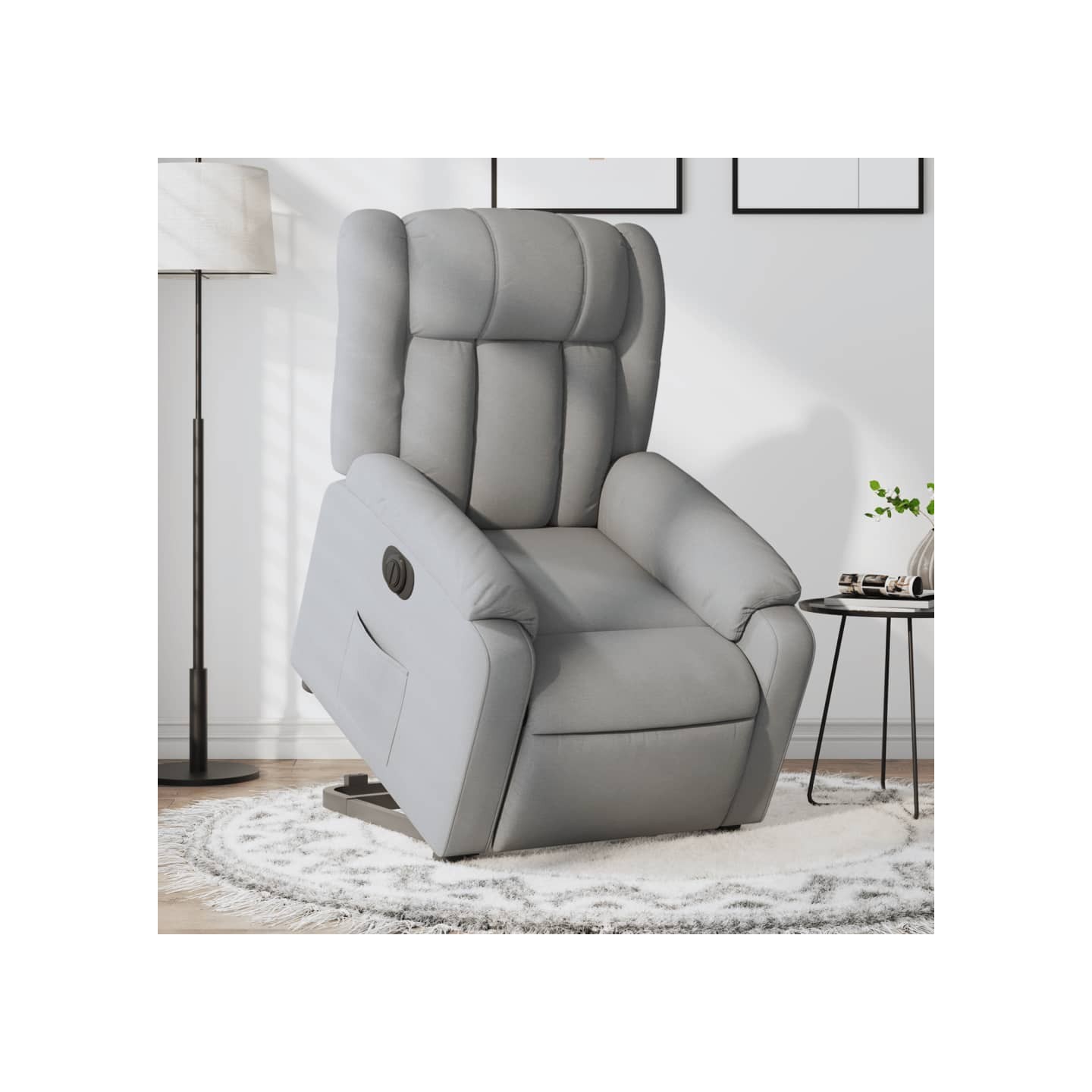 Fauteuil inclinable électrique gris clair tissu
