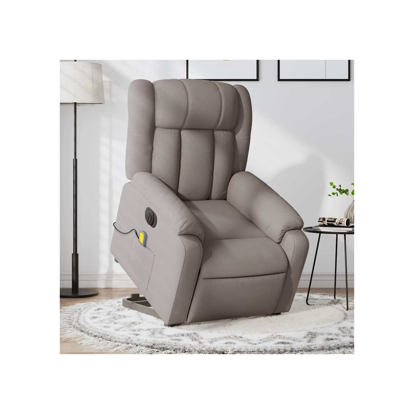 Fauteuil inclinable de massage électrique Taupe Tissu
