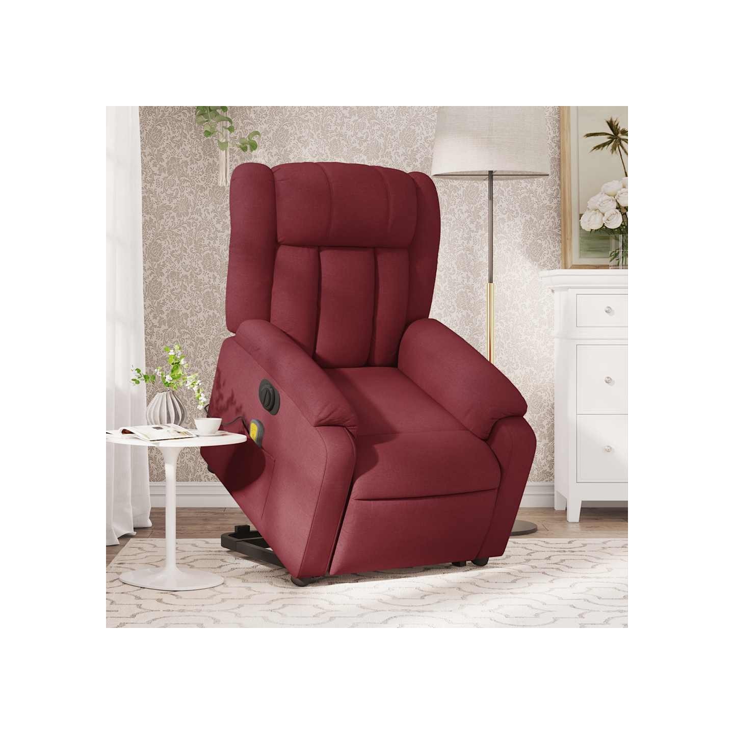 Fauteuil inclinable de massage électrique Rouge bordeaux Tissu