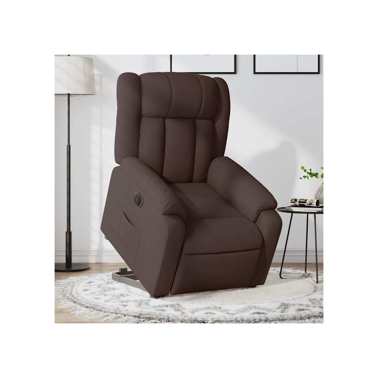 Fauteuil inclinable électrique marron foncé tissu