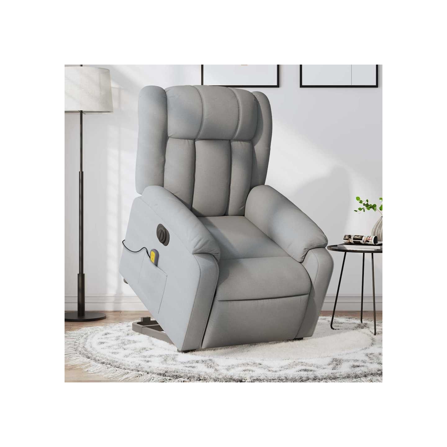 Fauteuil inclinable de massage électrique Gris clair Tissu