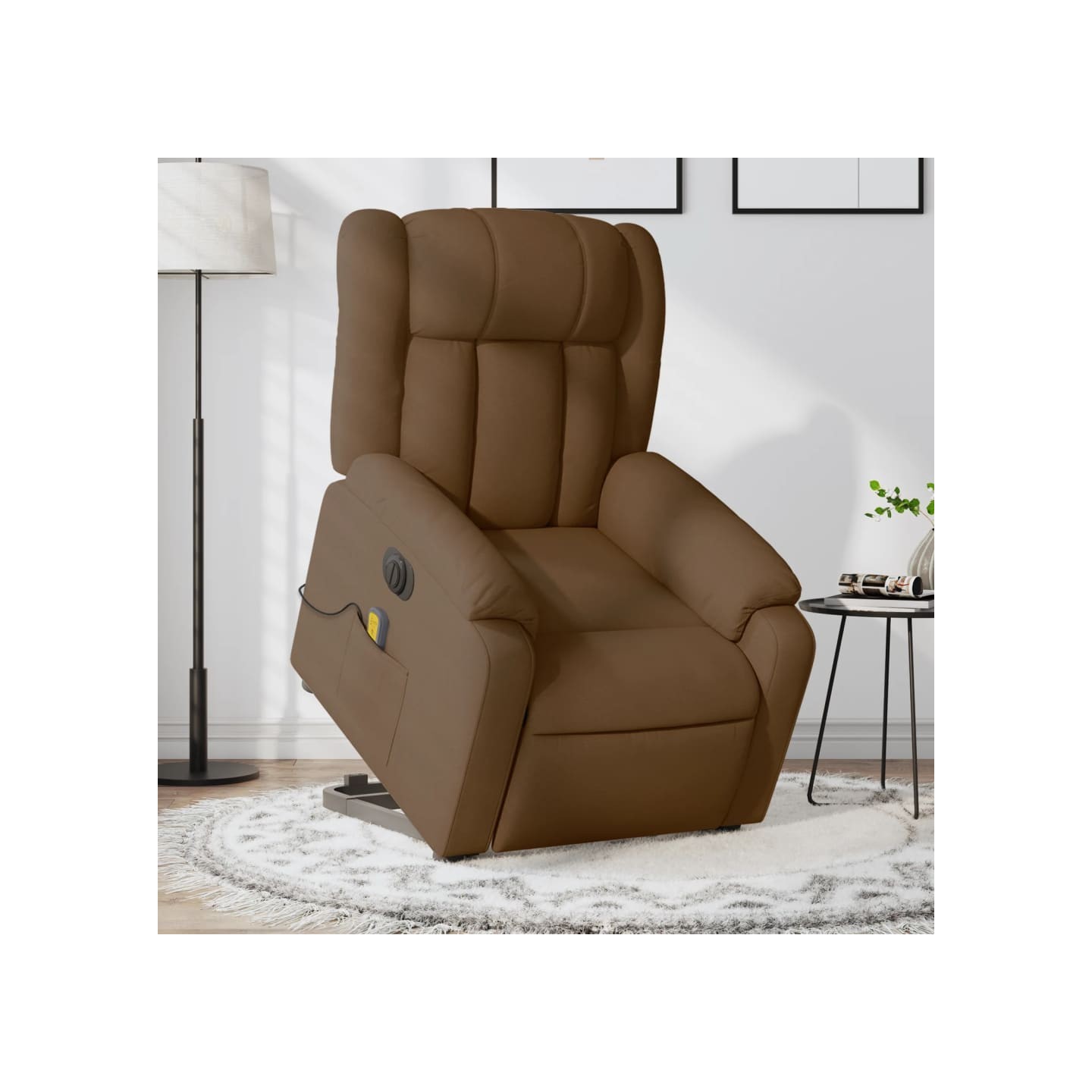 Fauteuil inclinable de massage électrique Marron Tissu