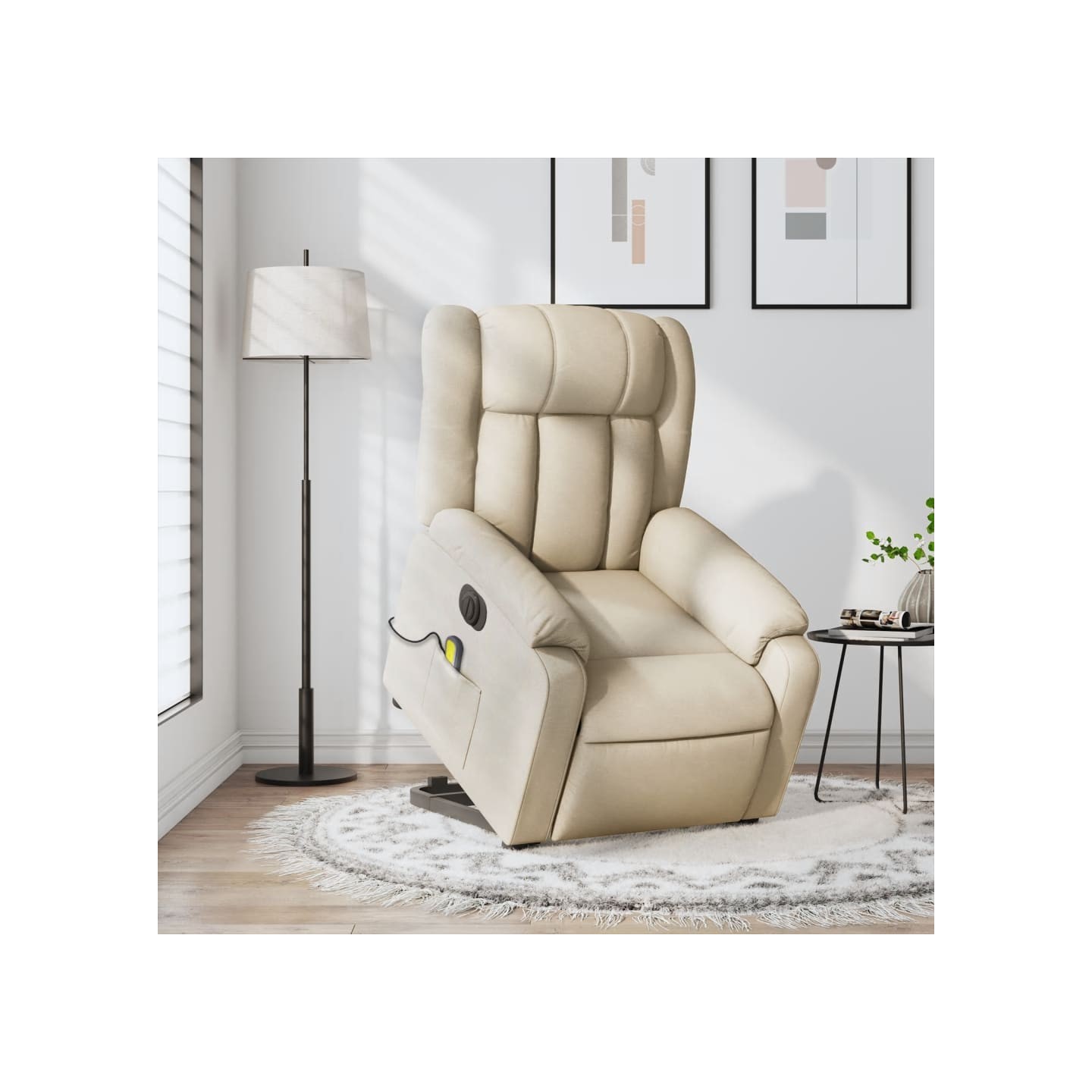 Fauteuil inclinable de massage électrique Crème Tissu