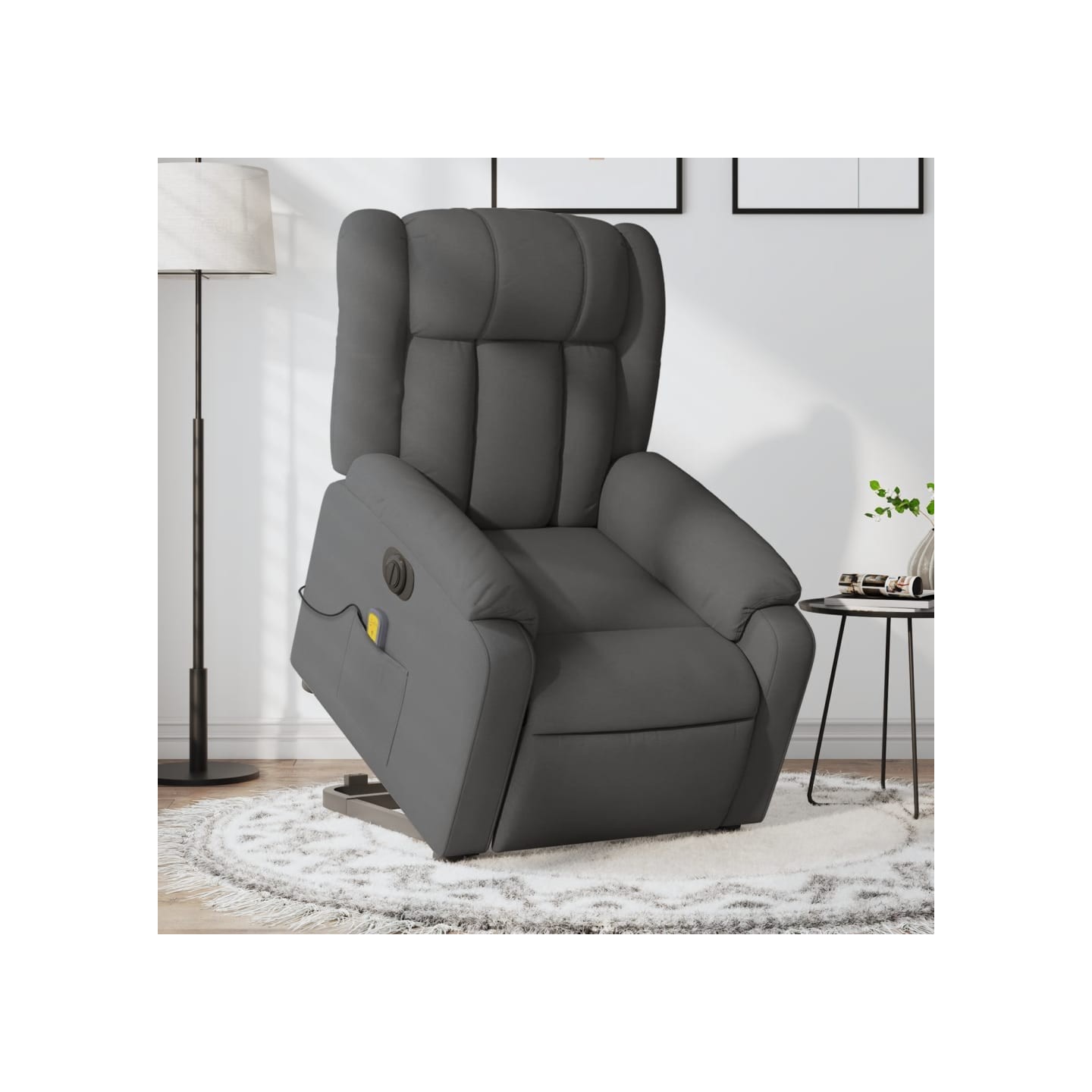 Fauteuil inclinable de massage électrique Gris foncé Tissu