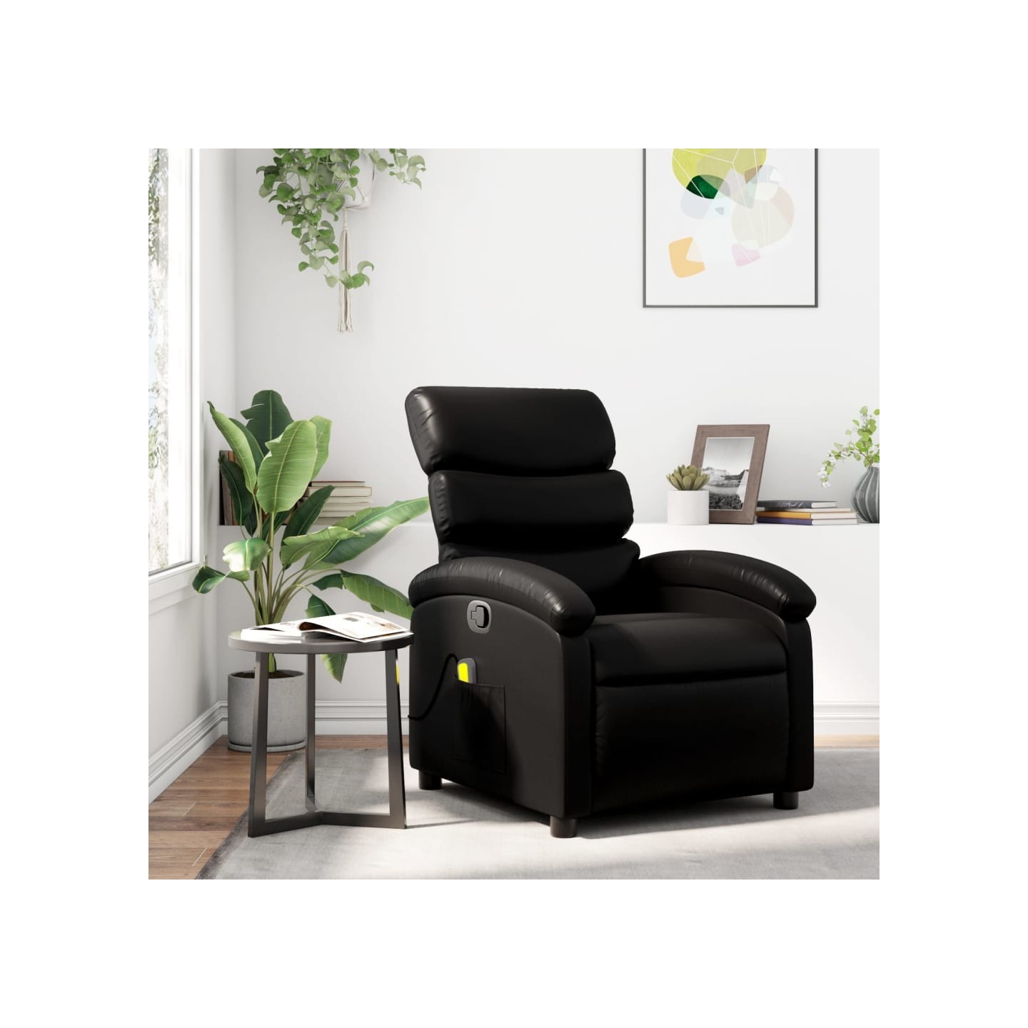 Fauteuil de massage inclinable noir similicuir