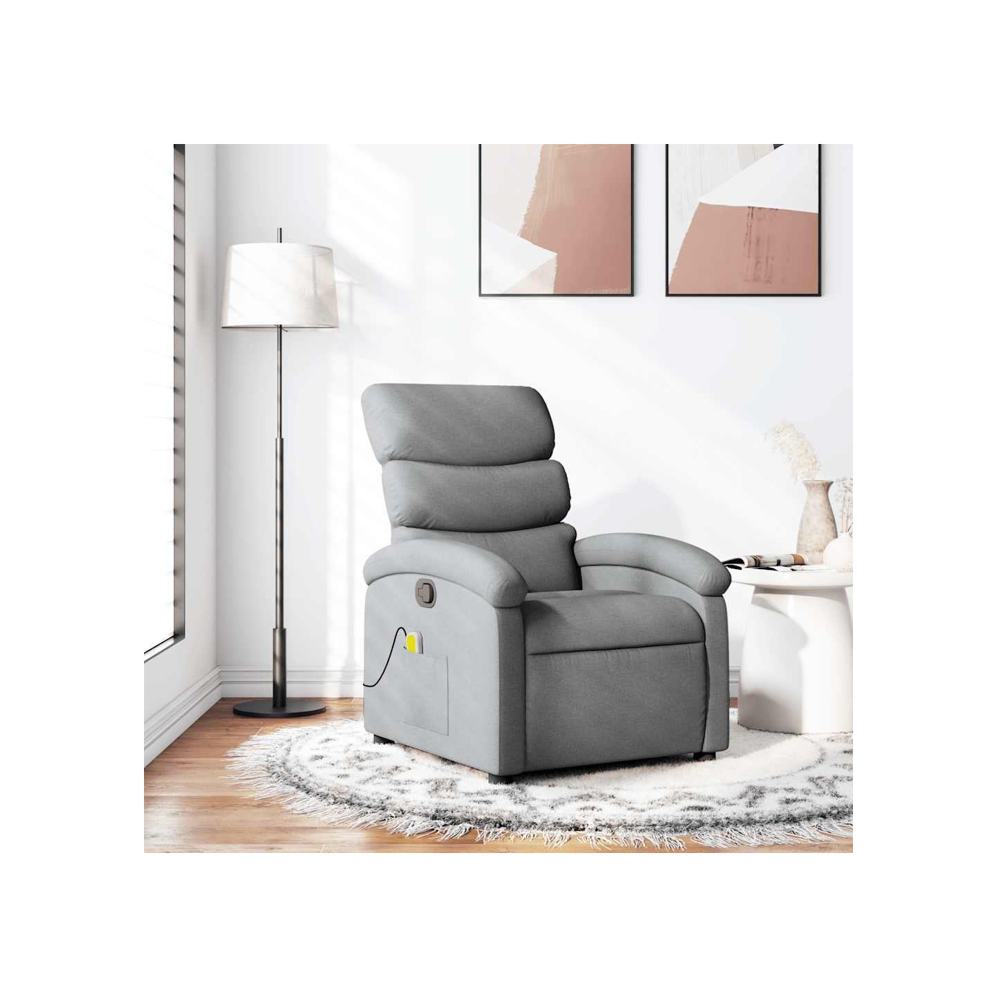 Fauteuil de massage inclinable gris clair tissu
