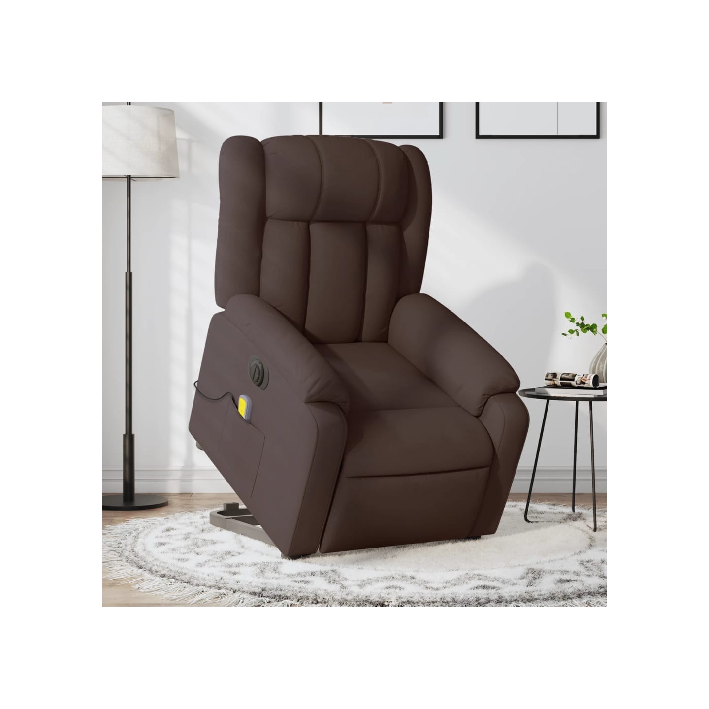 Fauteuil inclinable de massage électrique Marron foncé Tissu