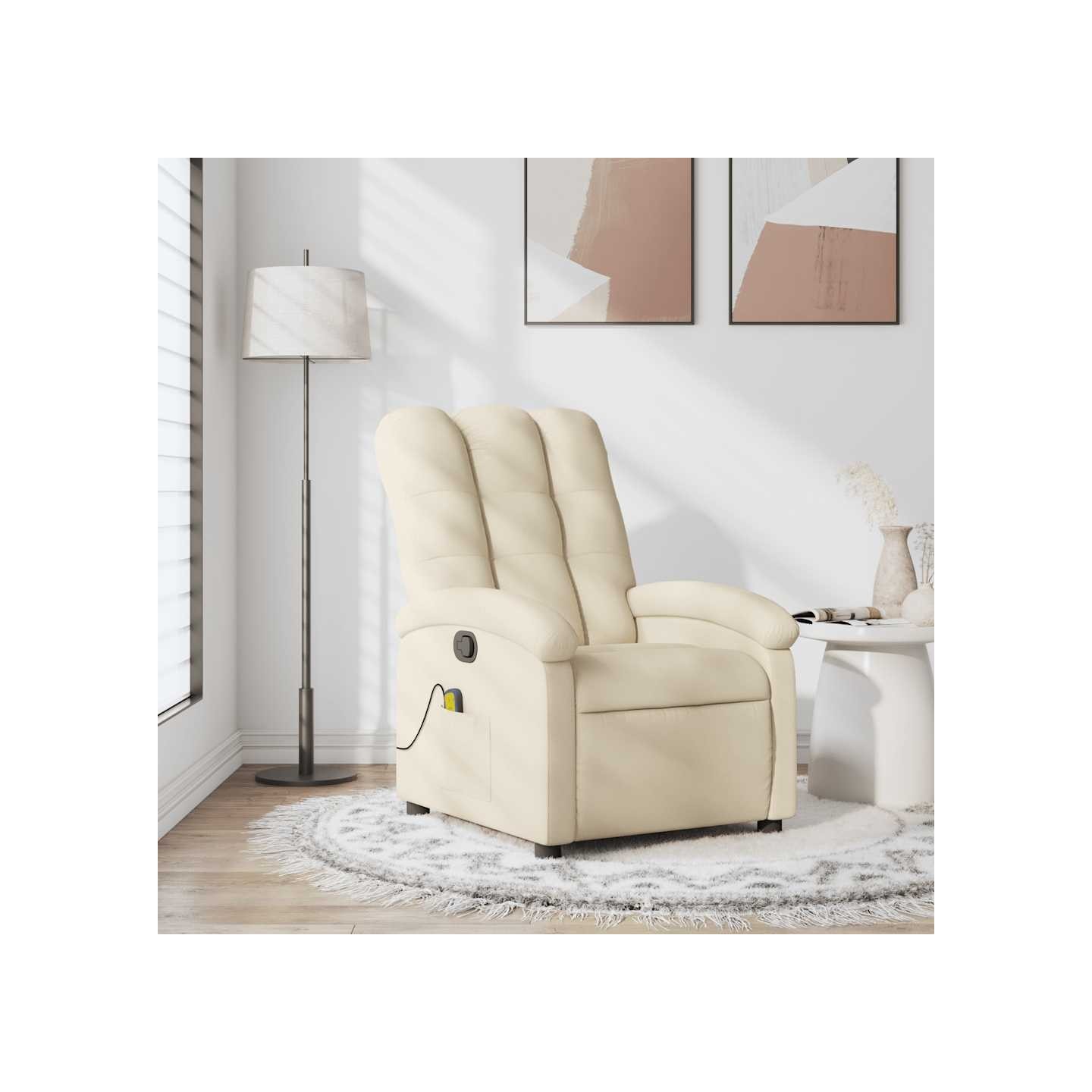 Fauteuil de massage inclinable crème tissu