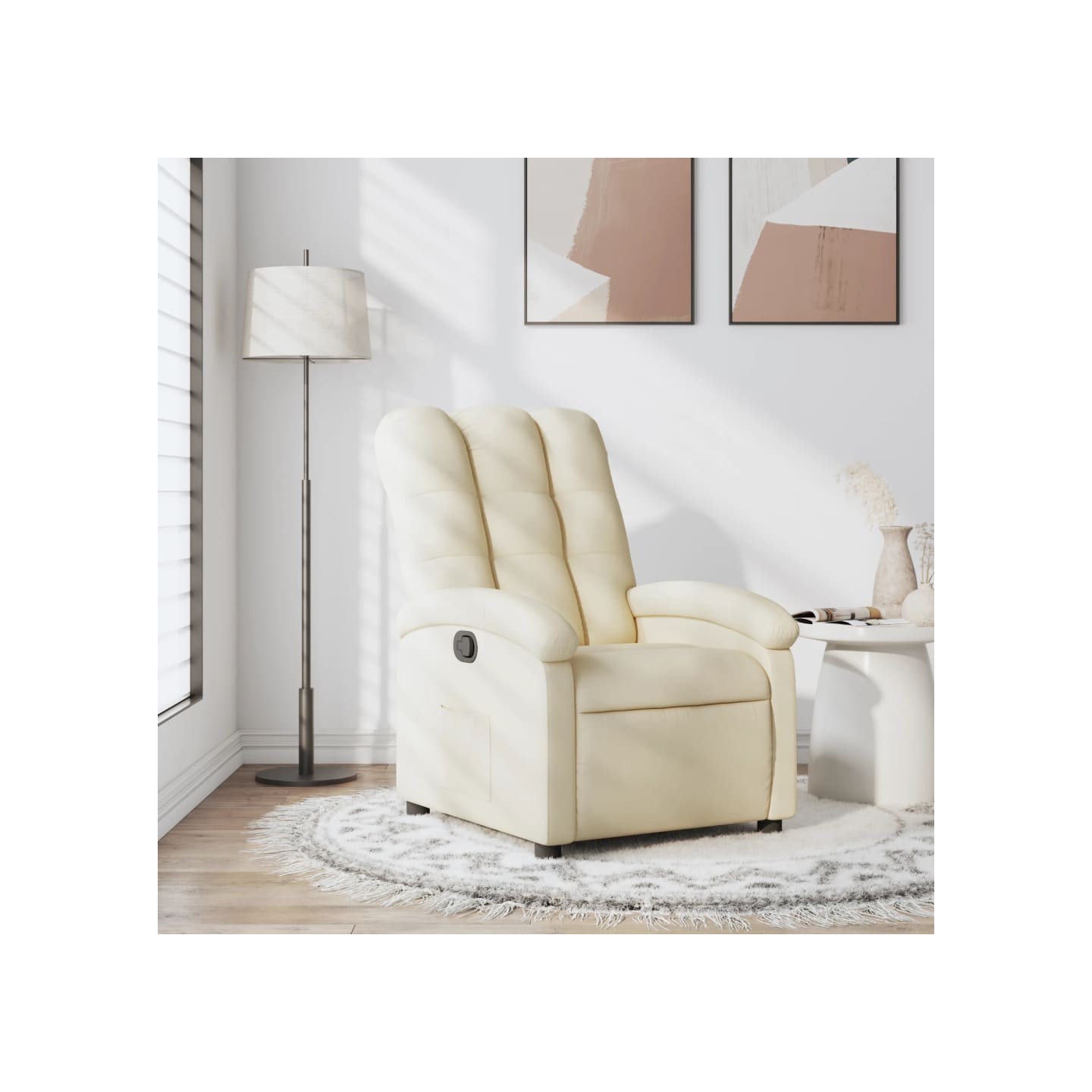 Fauteuil inclinable en tissu crème