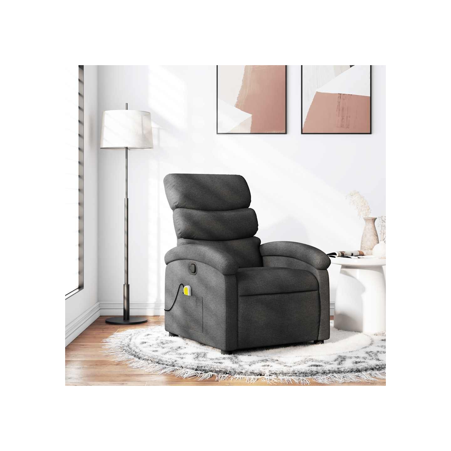 Fauteuil de massage inclinable gris foncé tissu