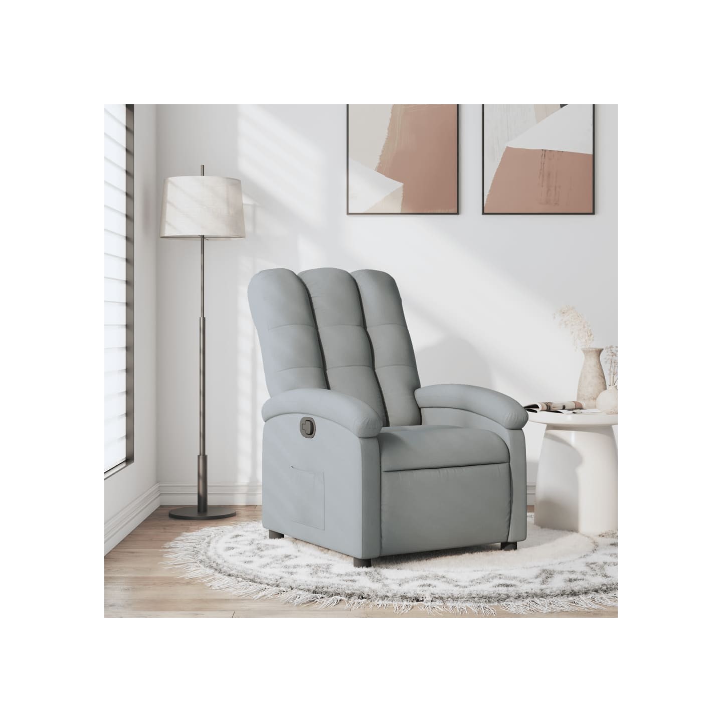 Fauteuil inclinable en tissu gris clair