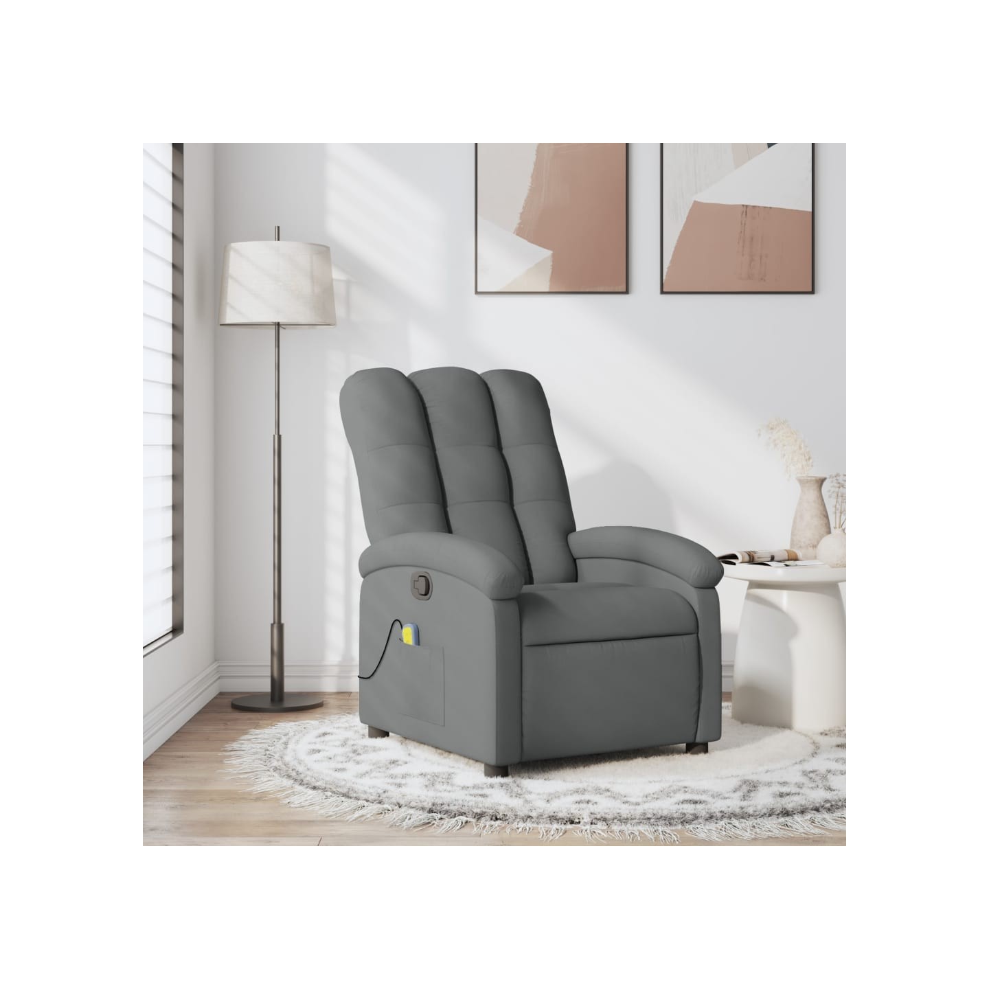 Fauteuil de massage inclinable gris foncé tissu