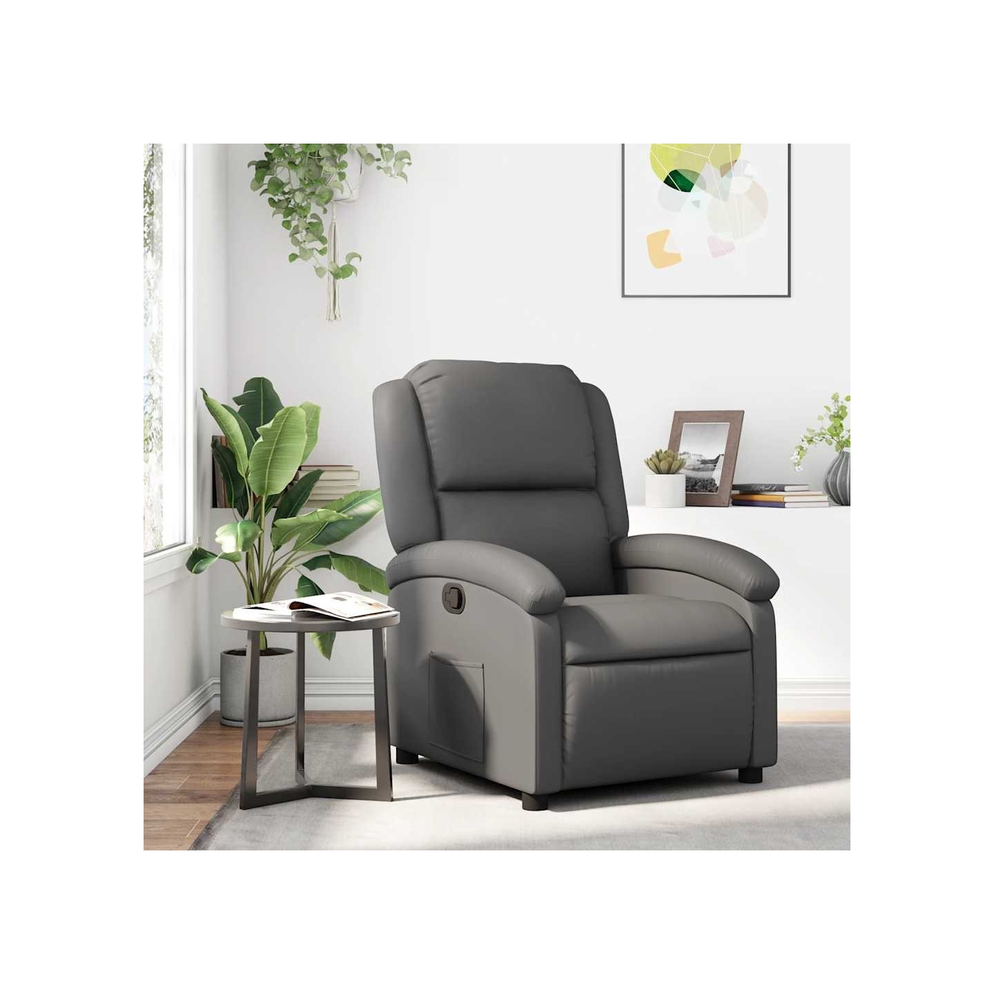 Fauteuil inclinable gris similicuir