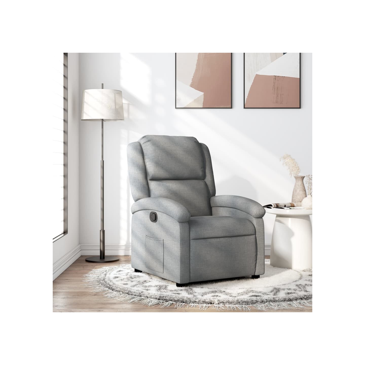 Fauteuil inclinable gris clair tissu
