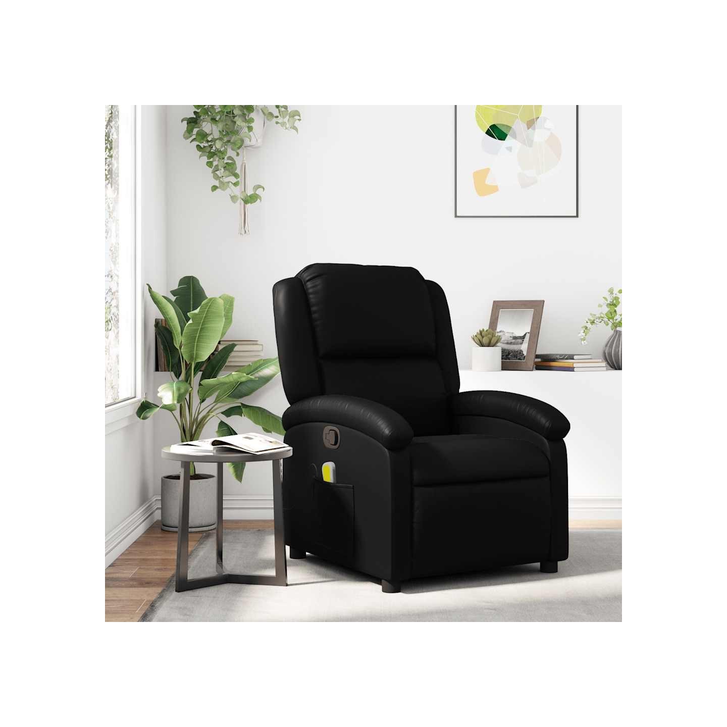 Fauteuil de massage inclinable noir similicuir