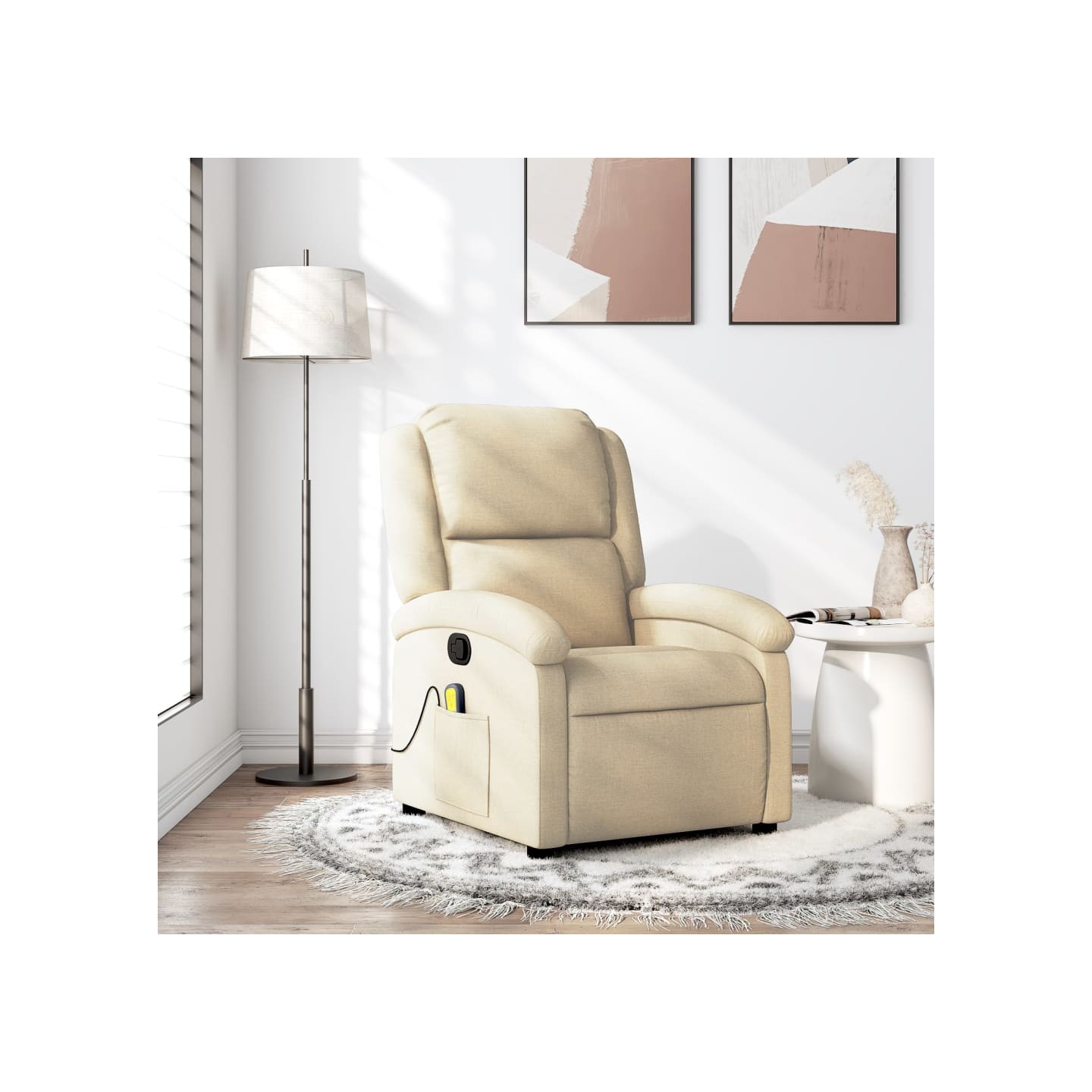 Fauteuil de massage inclinable en tissu crème