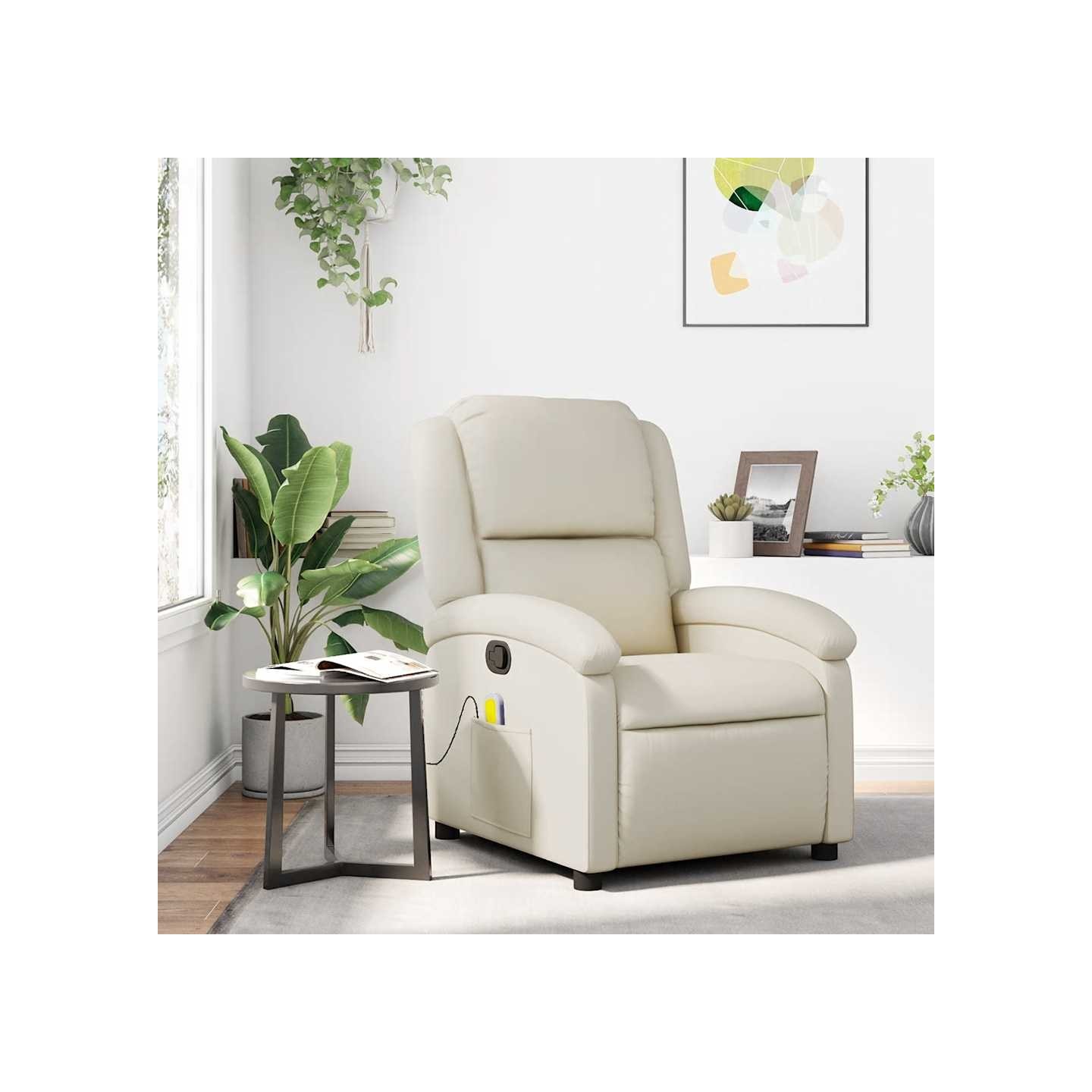 Fauteuil de massage inclinable en similicuir crème
