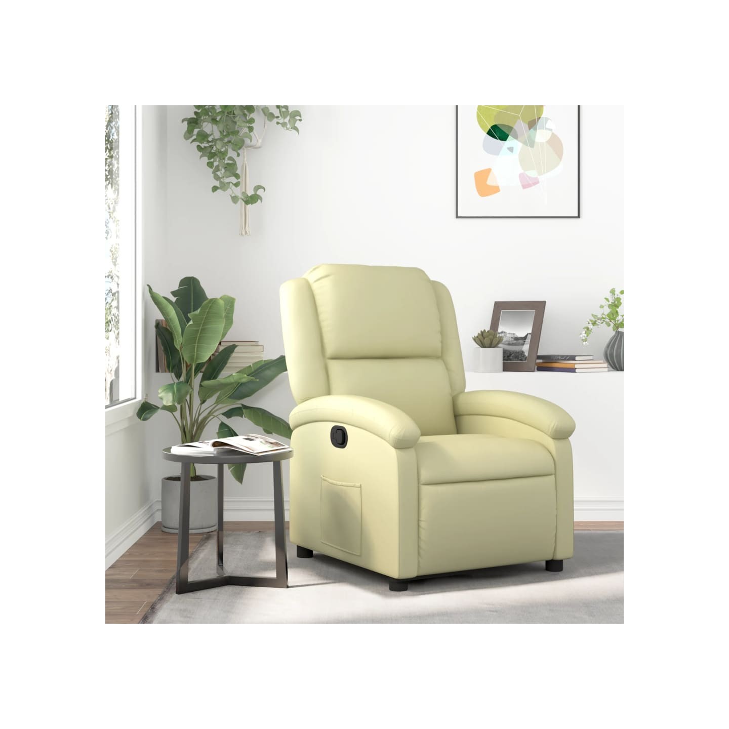 Fauteuil inclinable crème cuir véritable