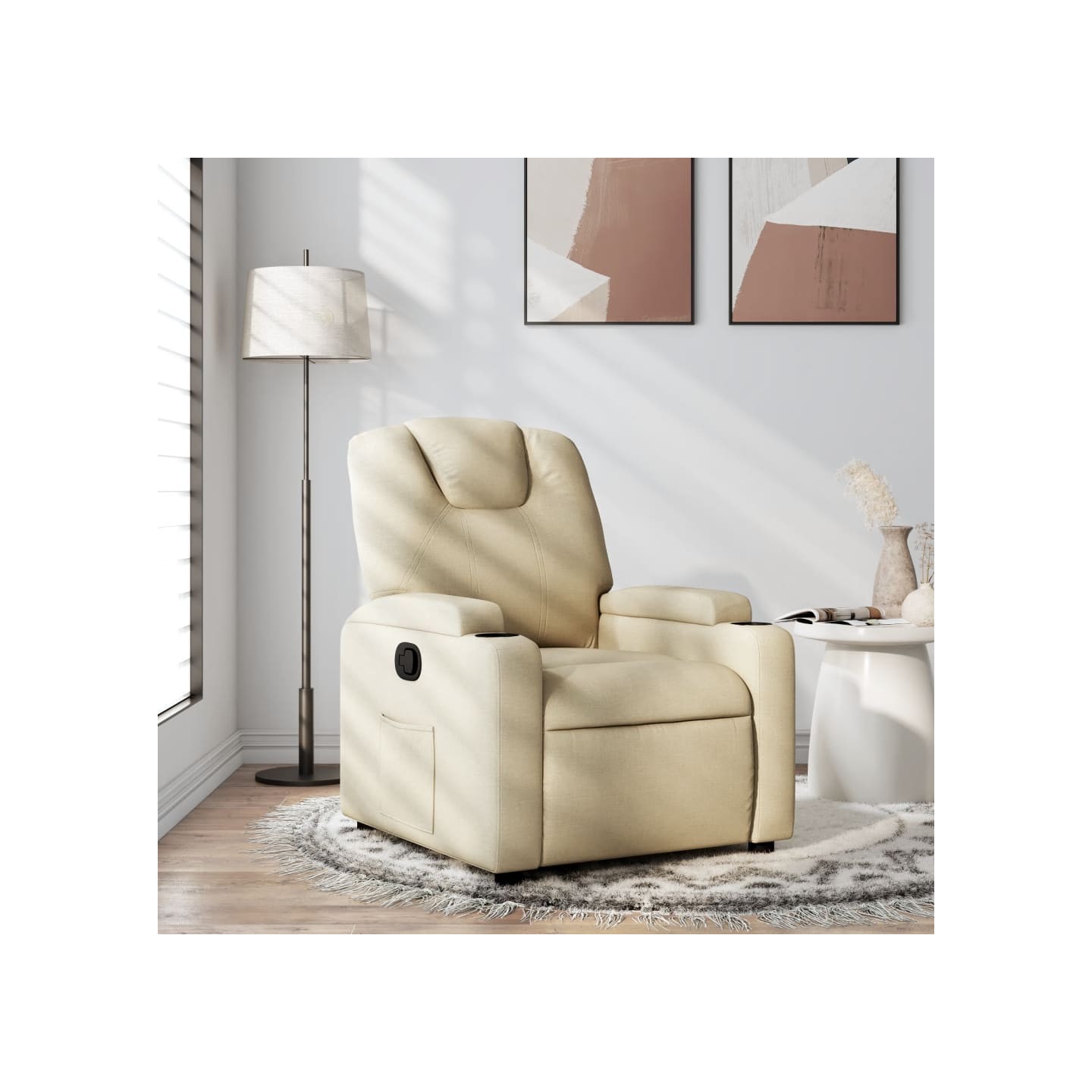 Fauteuil inclinable en tissu crème