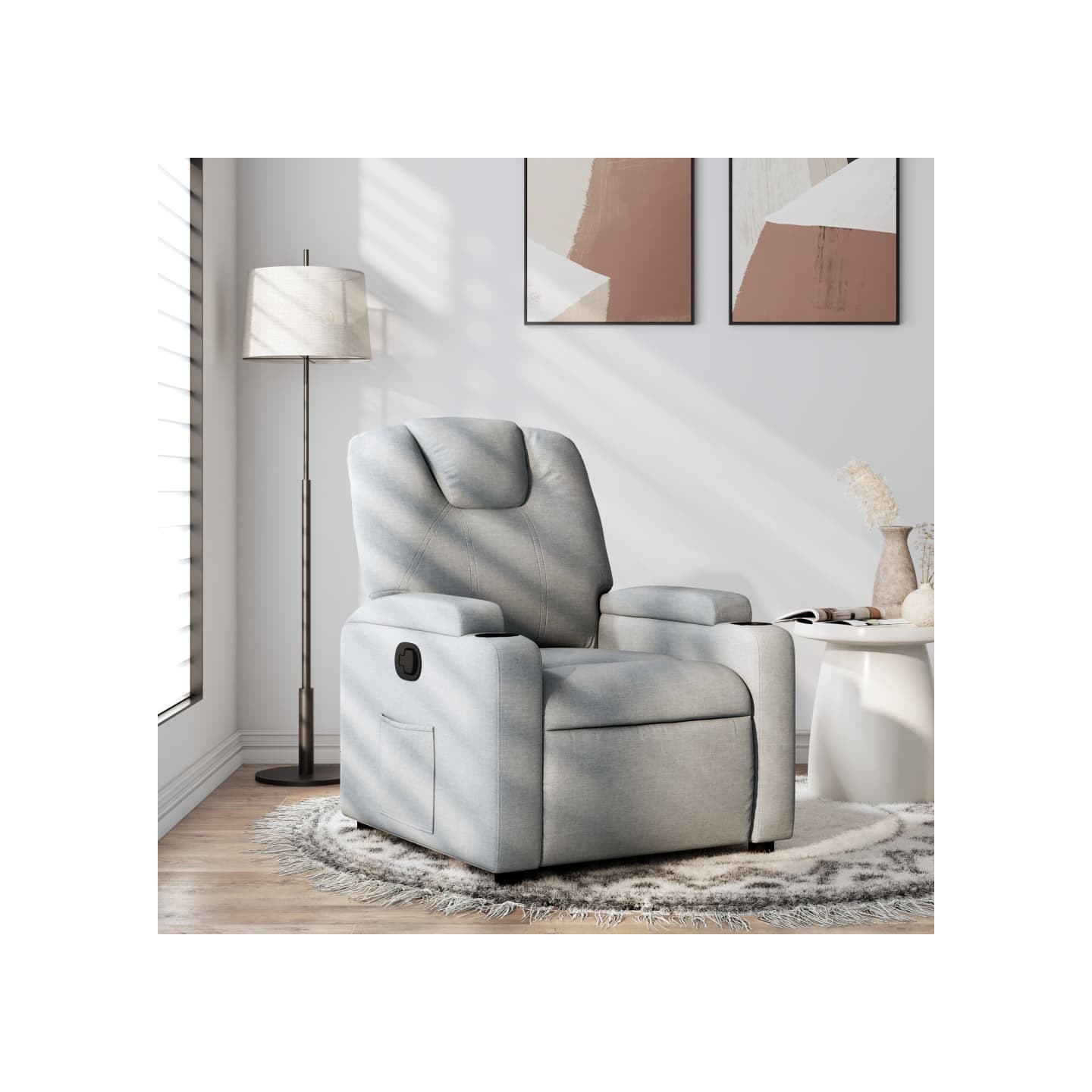Fauteuil inclinable en tissu gris clair