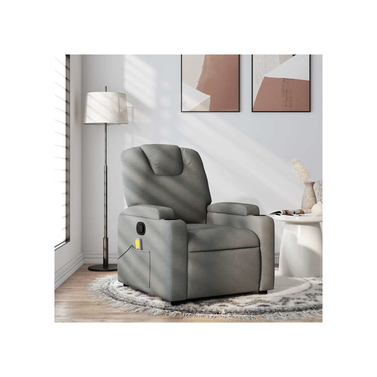 Fauteuil de massage inclinable gris foncé tissu