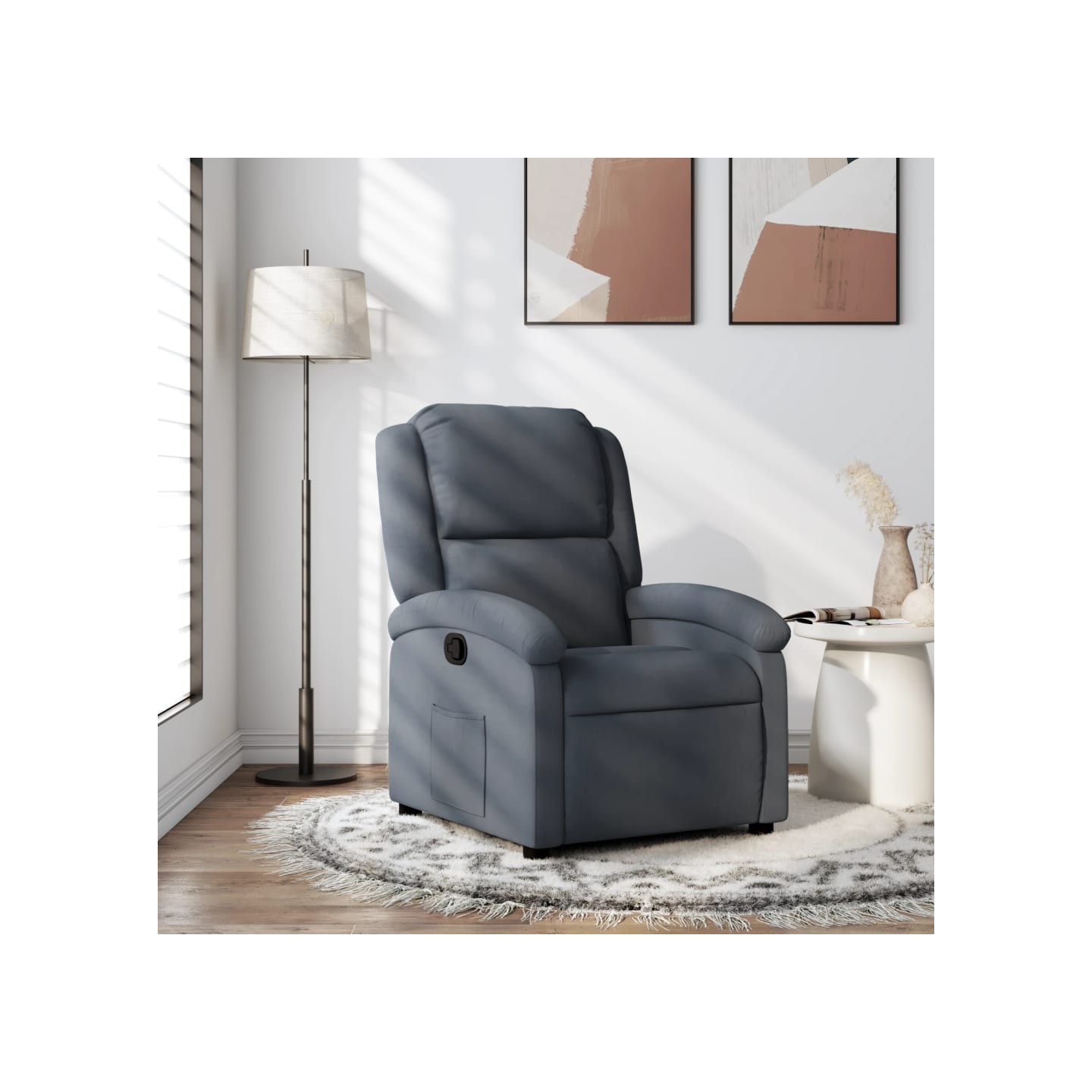 Fauteuil inclinable en velours gris foncé