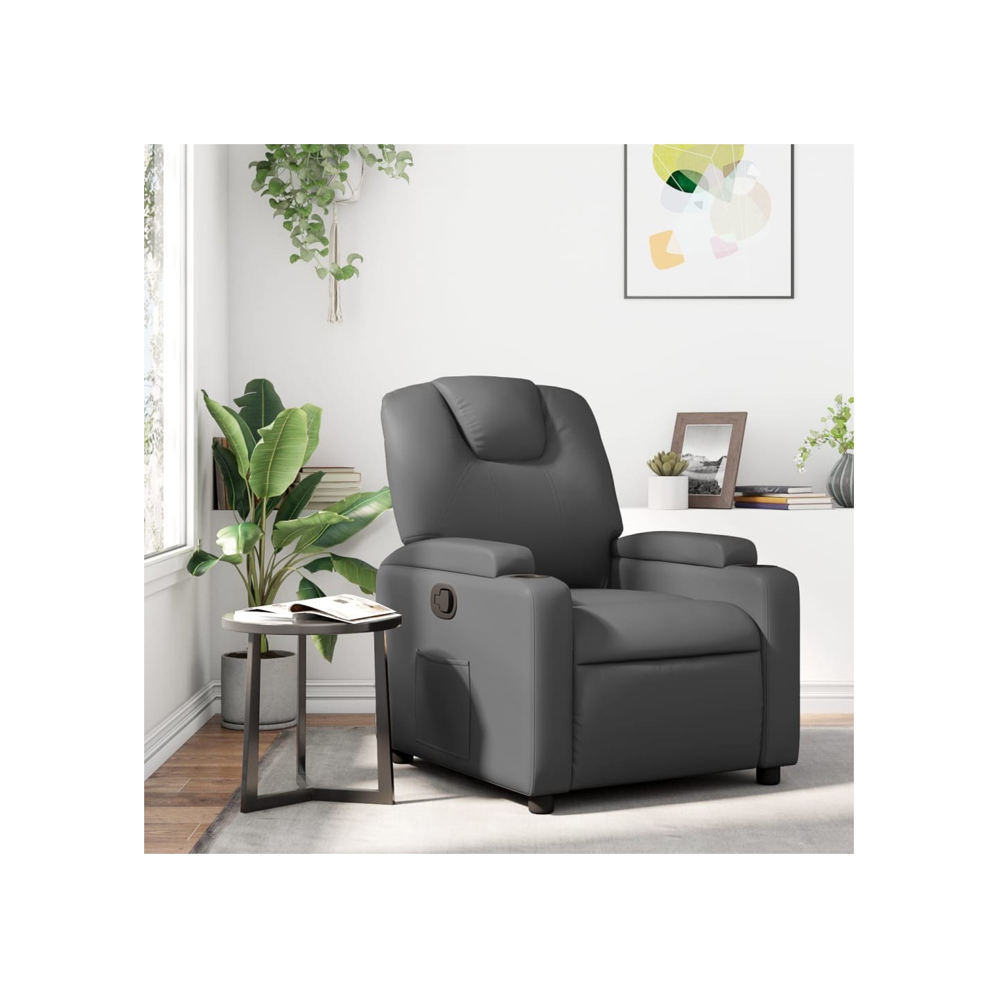 Fauteuil inclinable gris similicuir