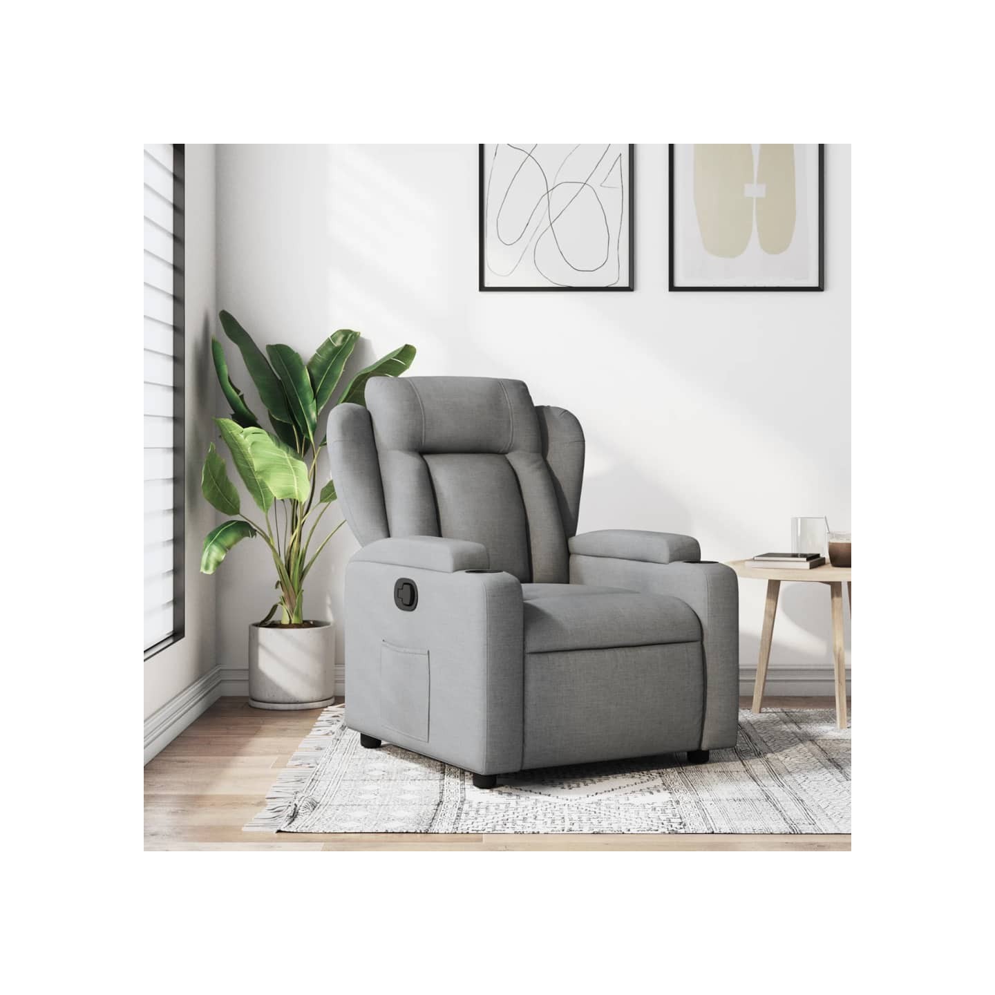 Fauteuil inclinable en tissu gris clair