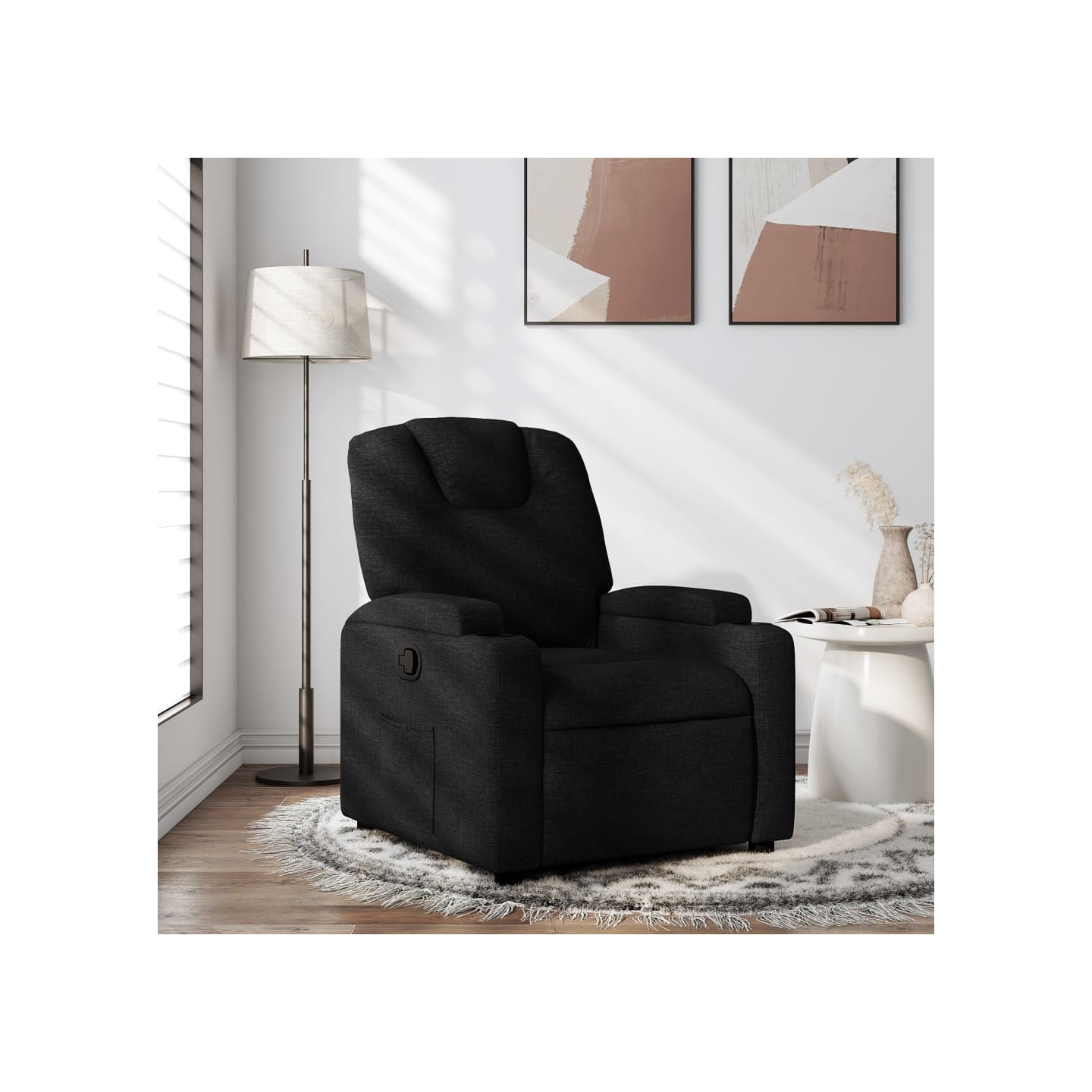 Fauteuil inclinable en tissu noir