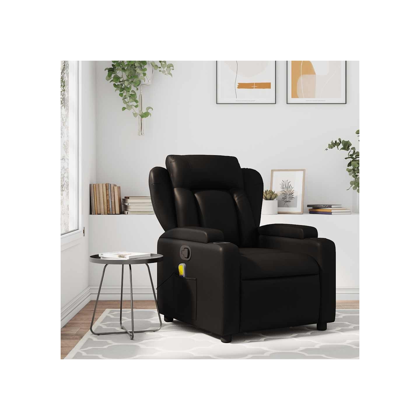 Fauteuil de massage inclinable noir similicuir