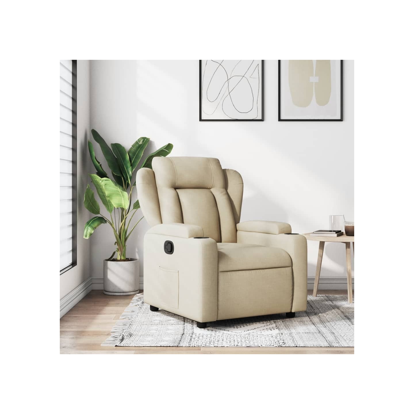 Fauteuil inclinable en tissu crème