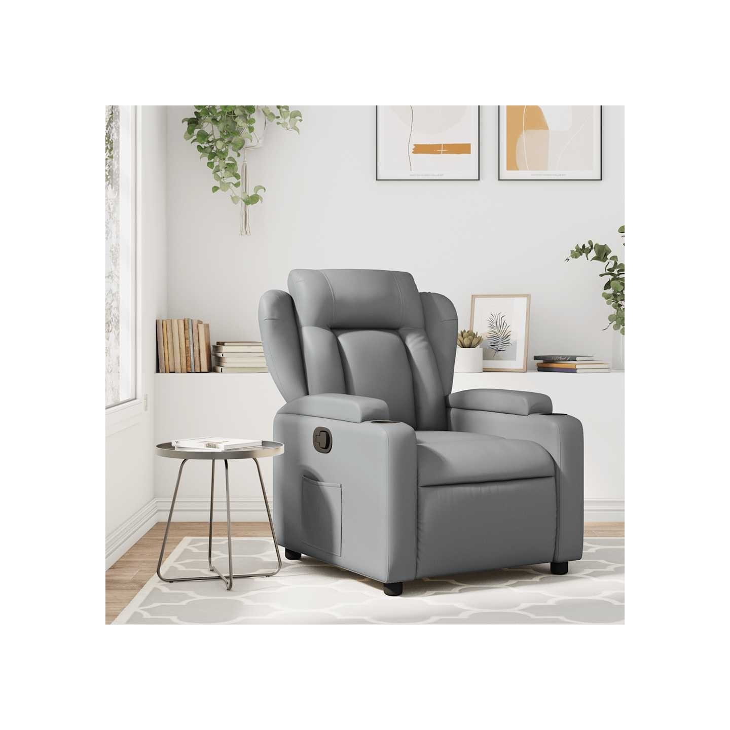 Fauteuil de massage inclinable gris similicuir