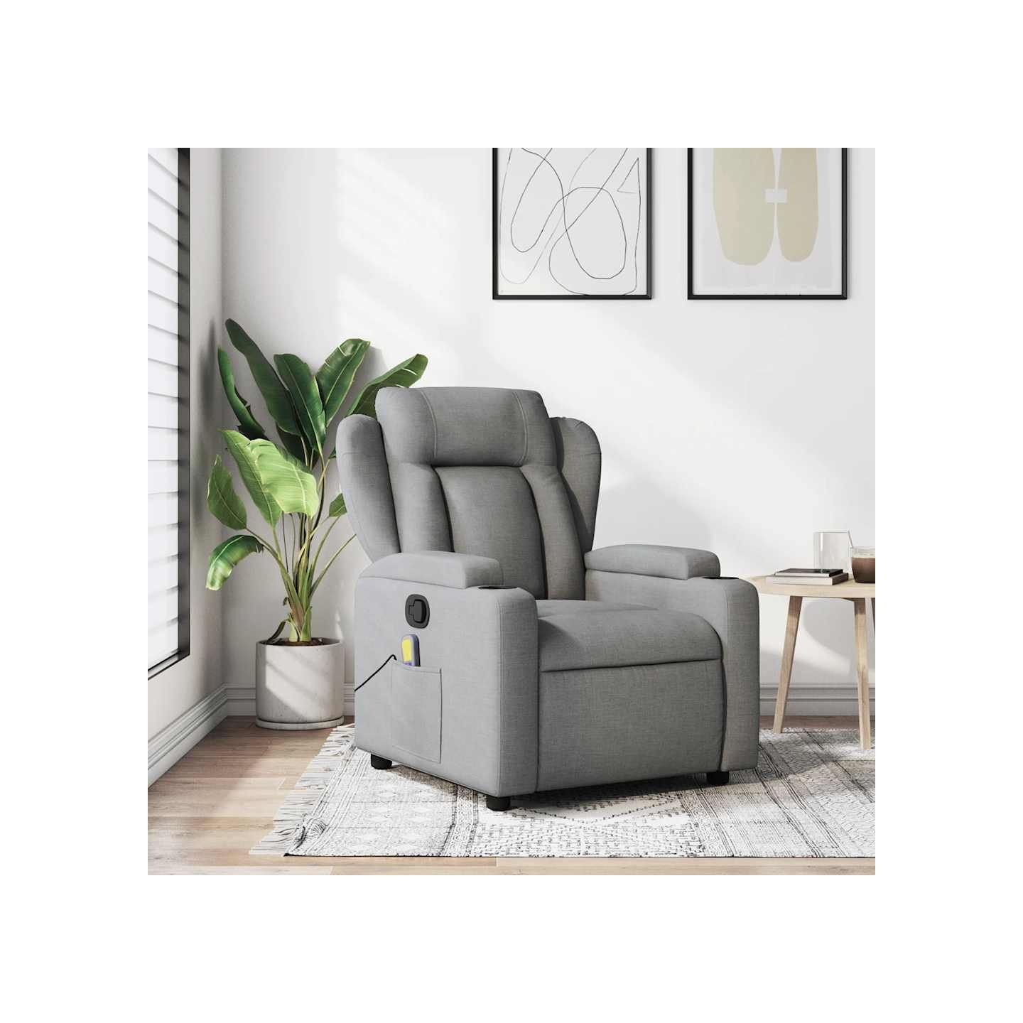 Fauteuil de massage inclinable gris clair tissu