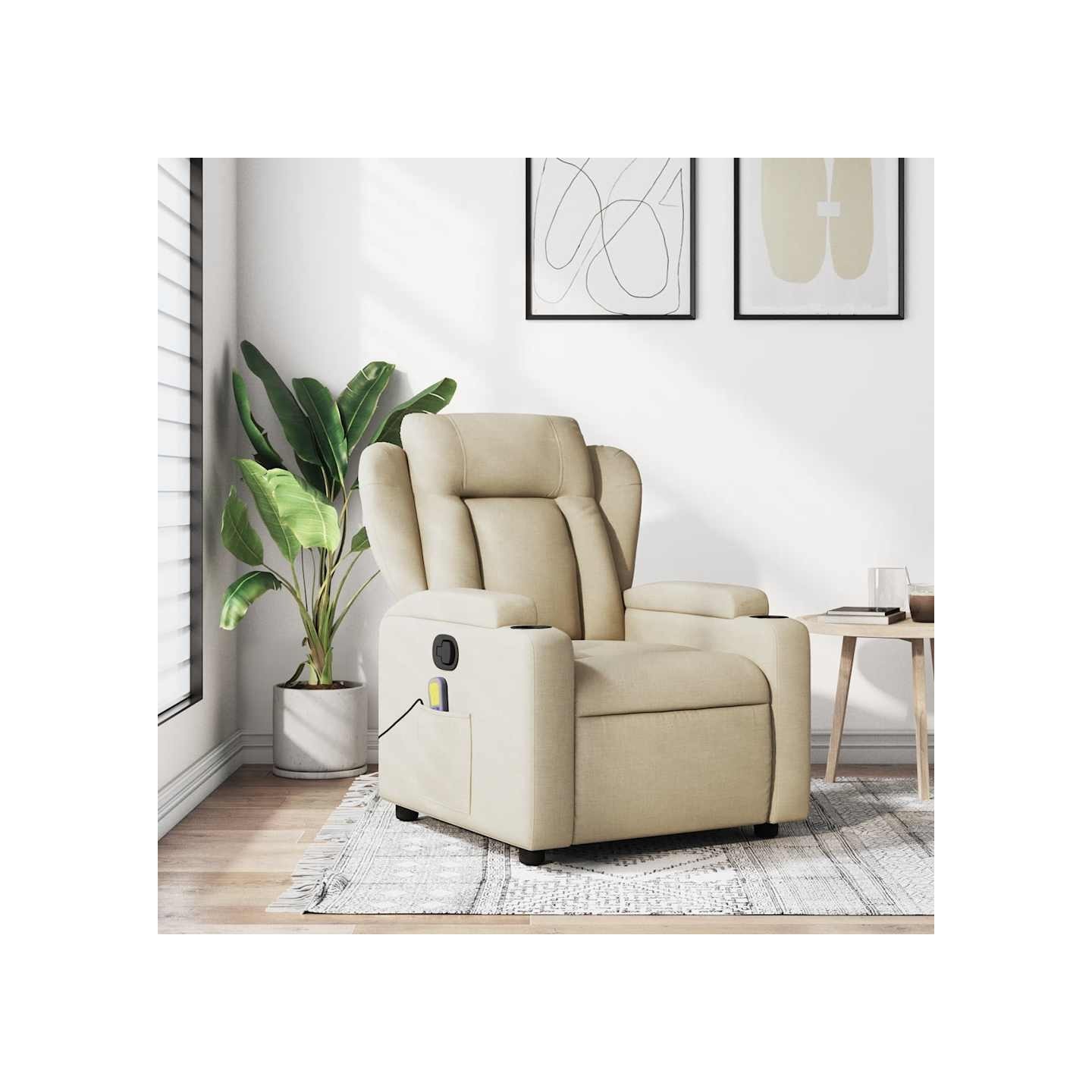 Fauteuil de massage inclinable crème tissu