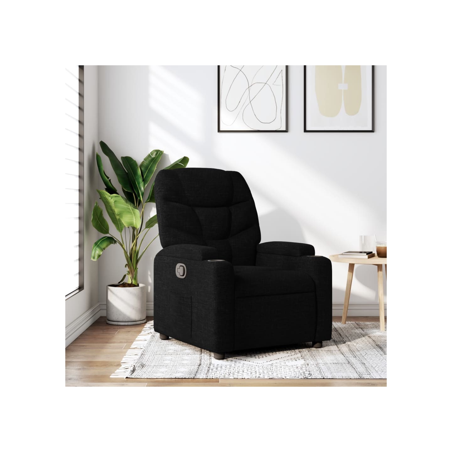 Fauteuil inclinable en tissu noir