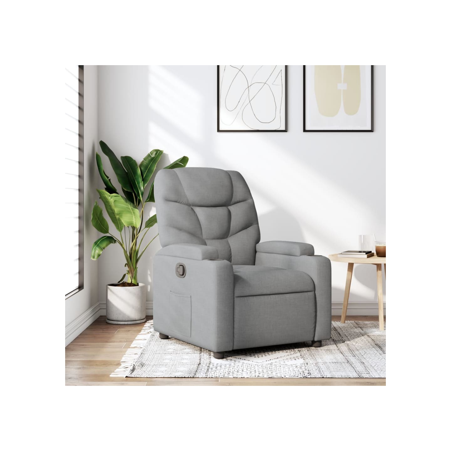 Fauteuil inclinable en tissu gris clair