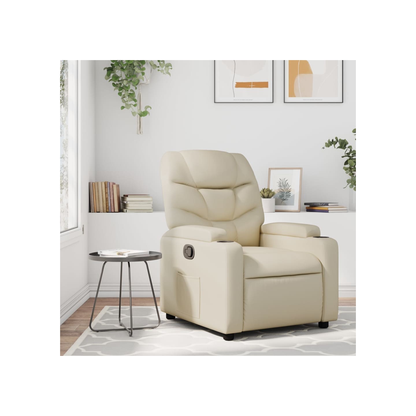 Fauteuil inclinable en similicuir crème