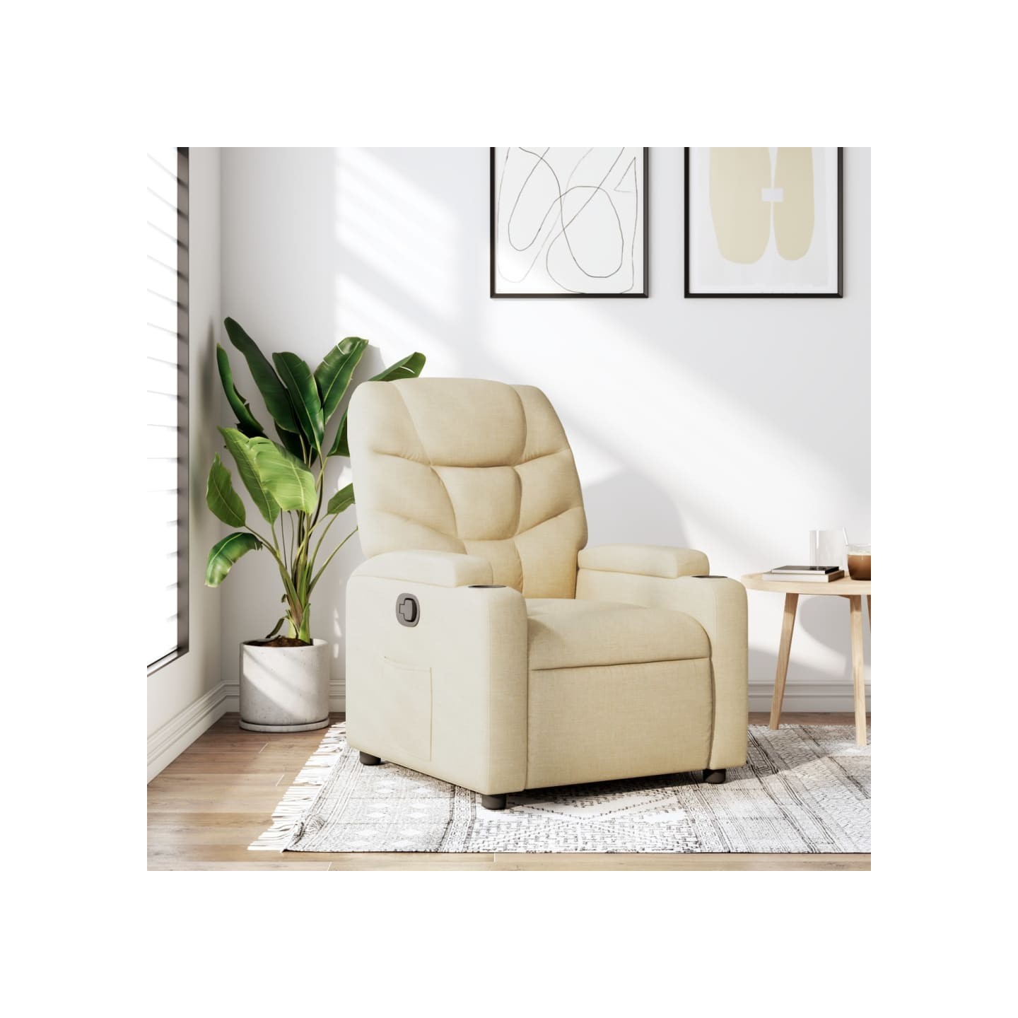 Fauteuil inclinable en tissu crème