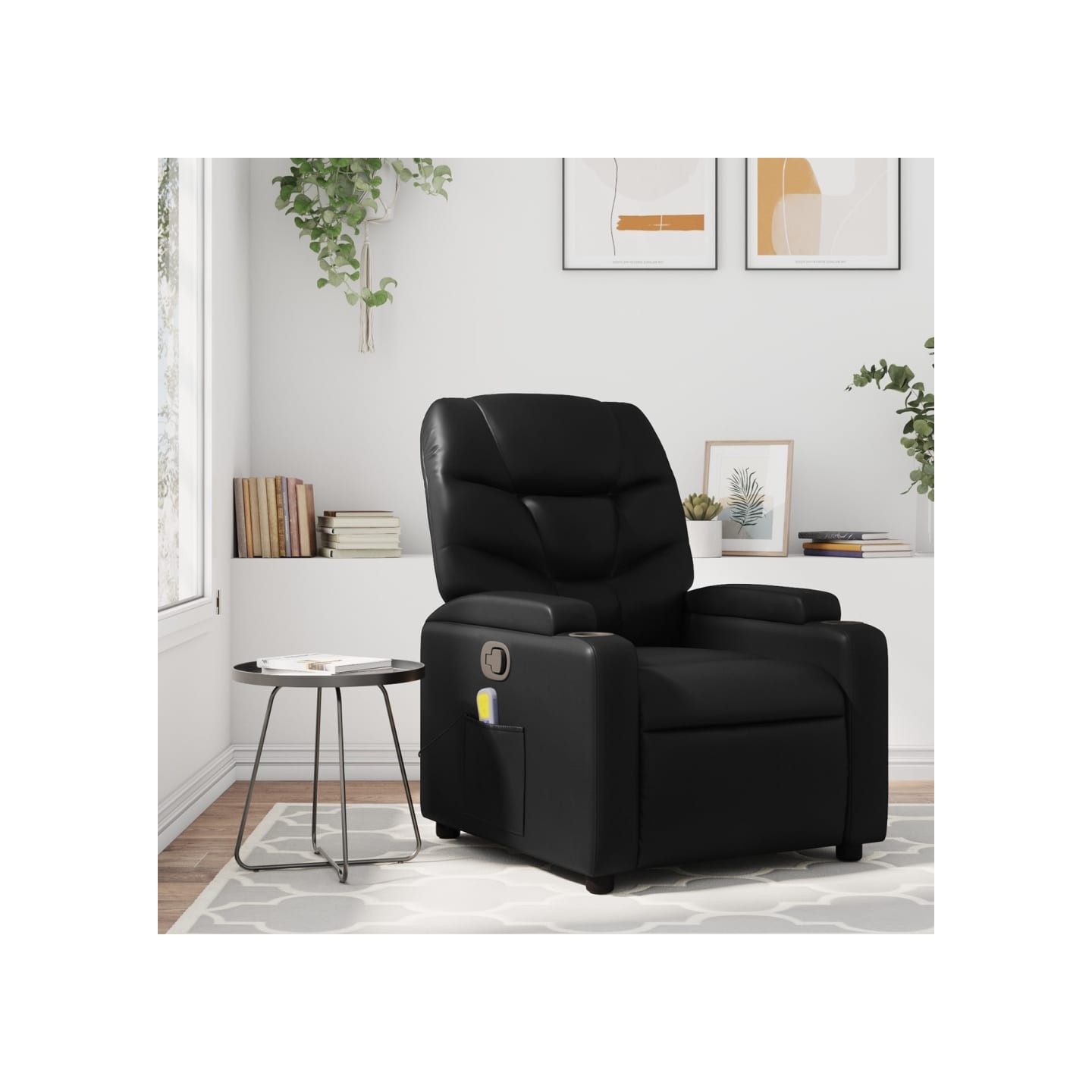 Fauteuil de massage inclinable noir similicuir