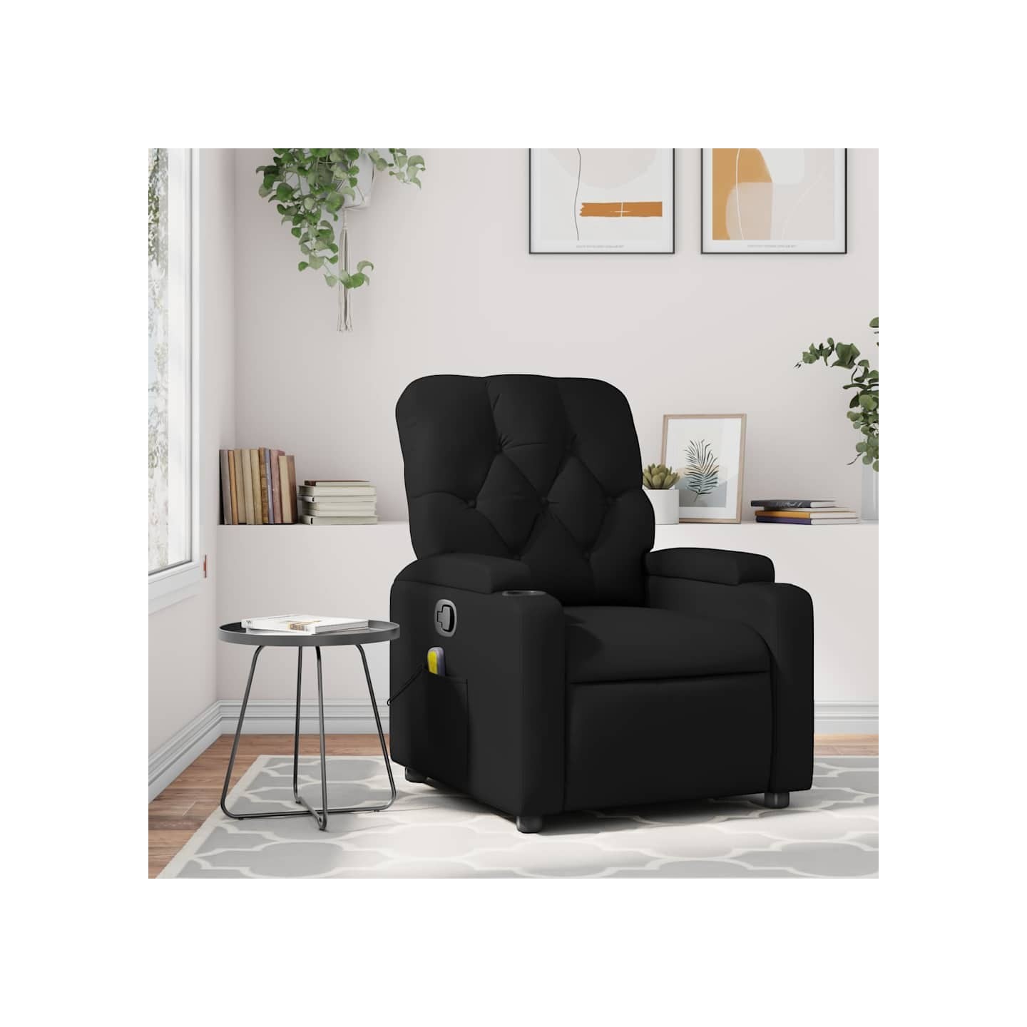 Fauteuil de massage inclinable noir similicuir