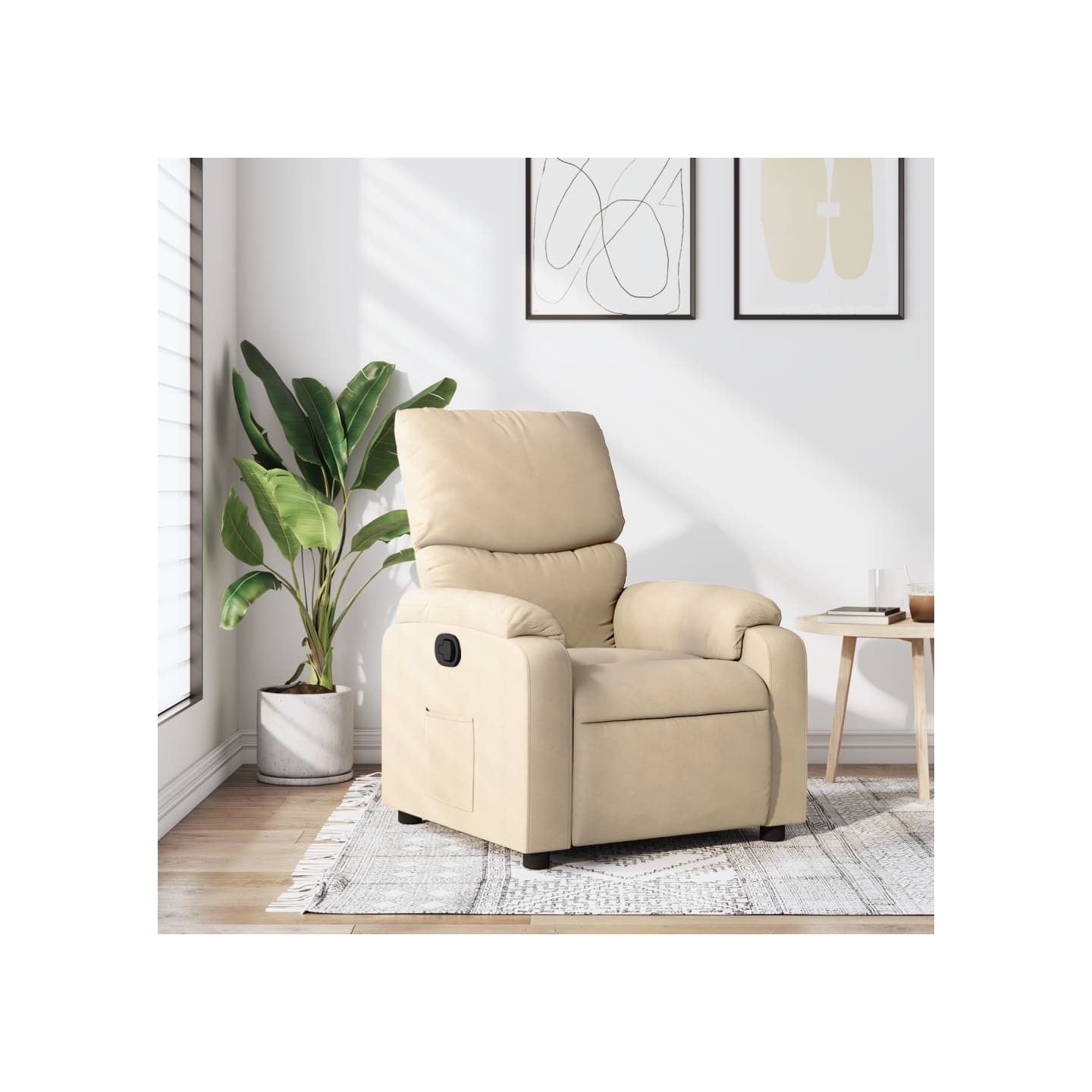 Fauteuil inclinable en tissu crème