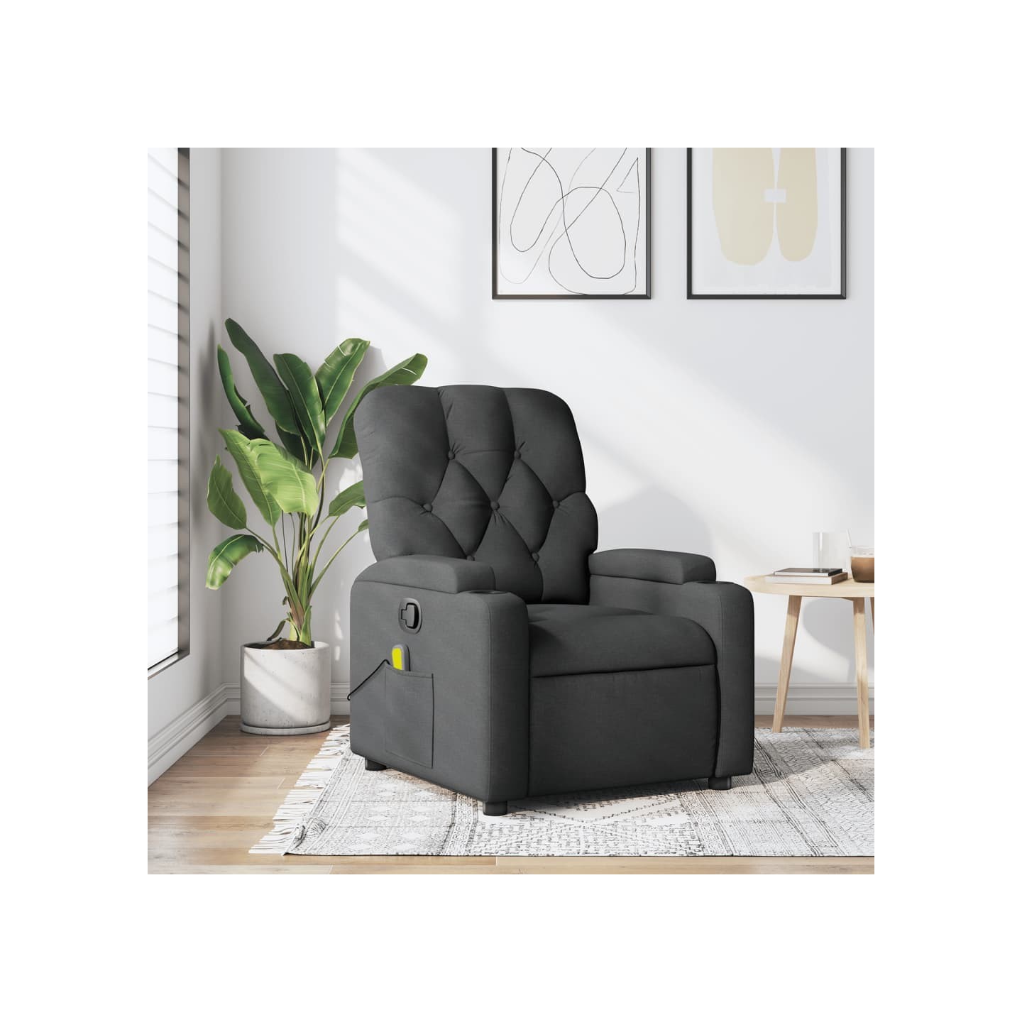 Fauteuil de massage inclinable gris foncé tissu