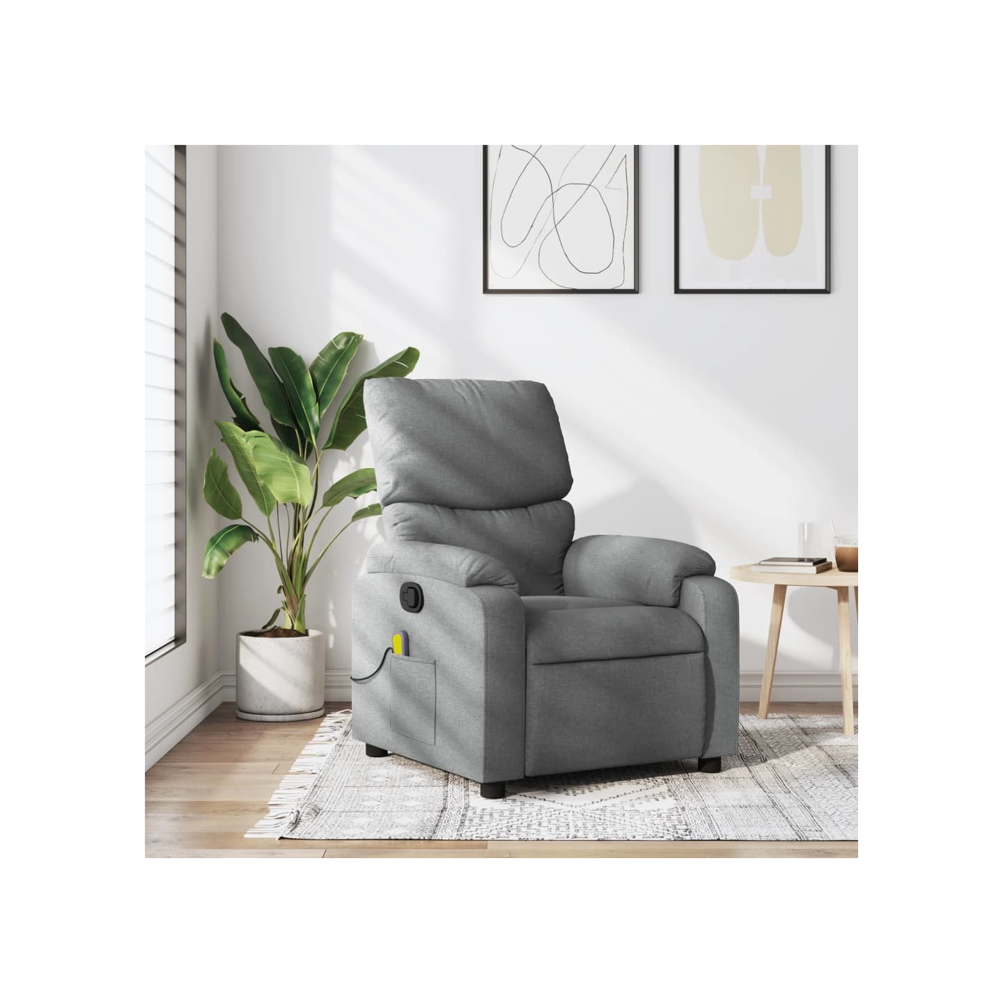 Fauteuil de massage inclinable gris clair tissu