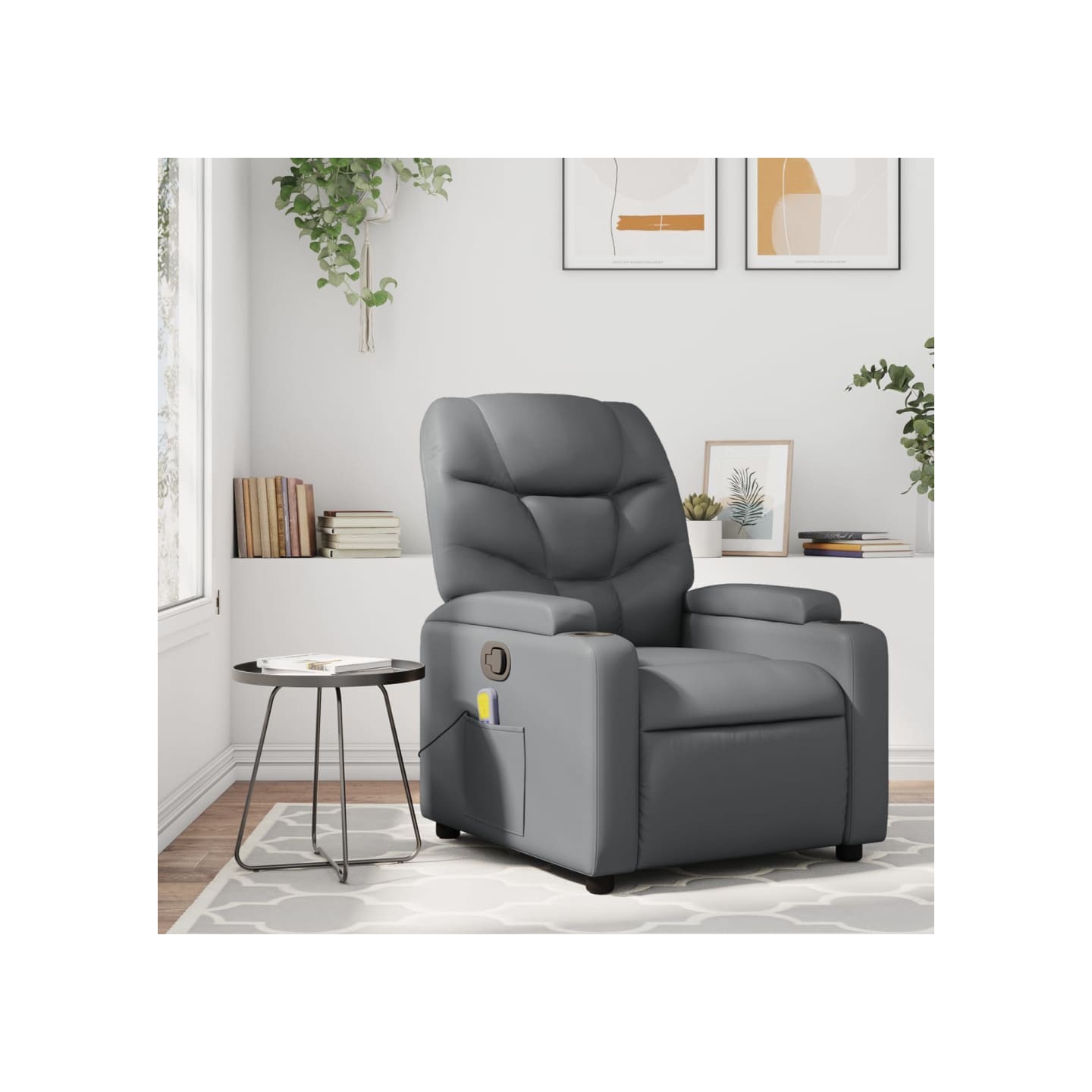 Fauteuil de massage inclinable gris similicuir