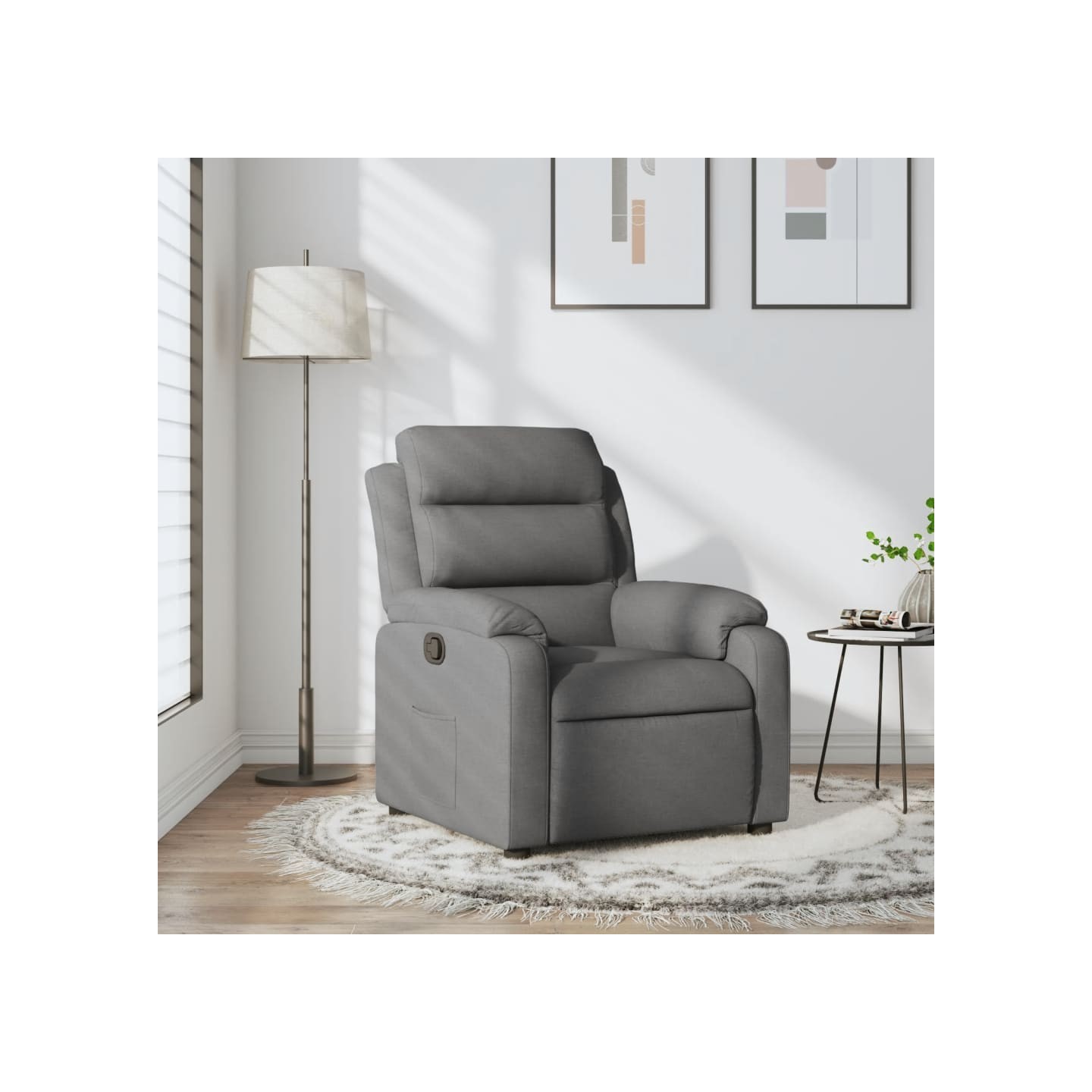 Fauteuil inclinable en tissu gris foncé