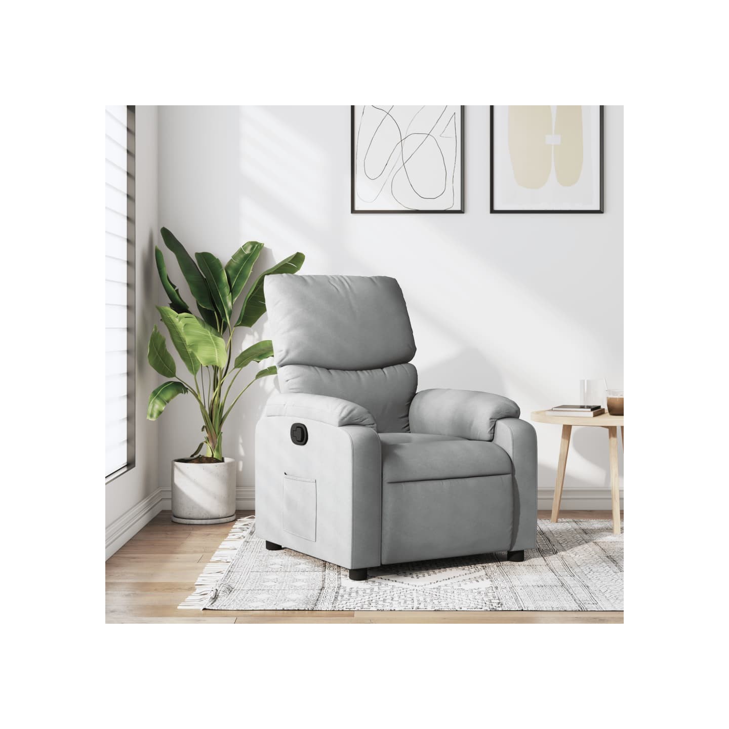 Fauteuil inclinable en tissu gris clair